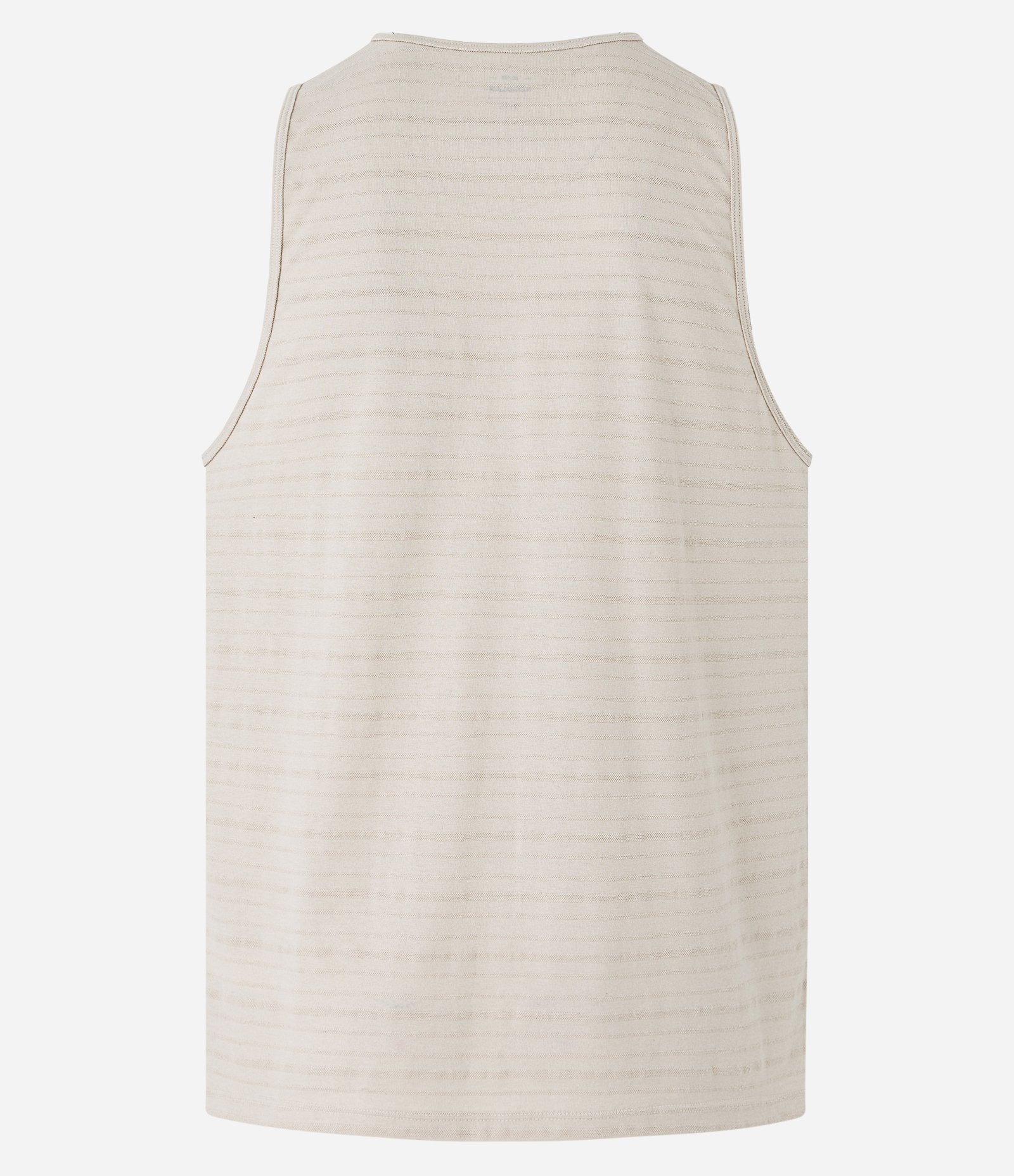 Regata Regular em Algodão com Textura Listrada e Etiqueta na Barra Bege 8