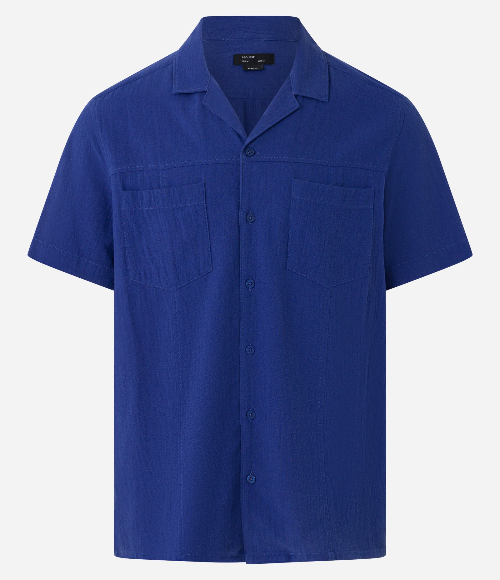 Camisa em Algodão Sarjado com Bolsos Frontais Azul 7