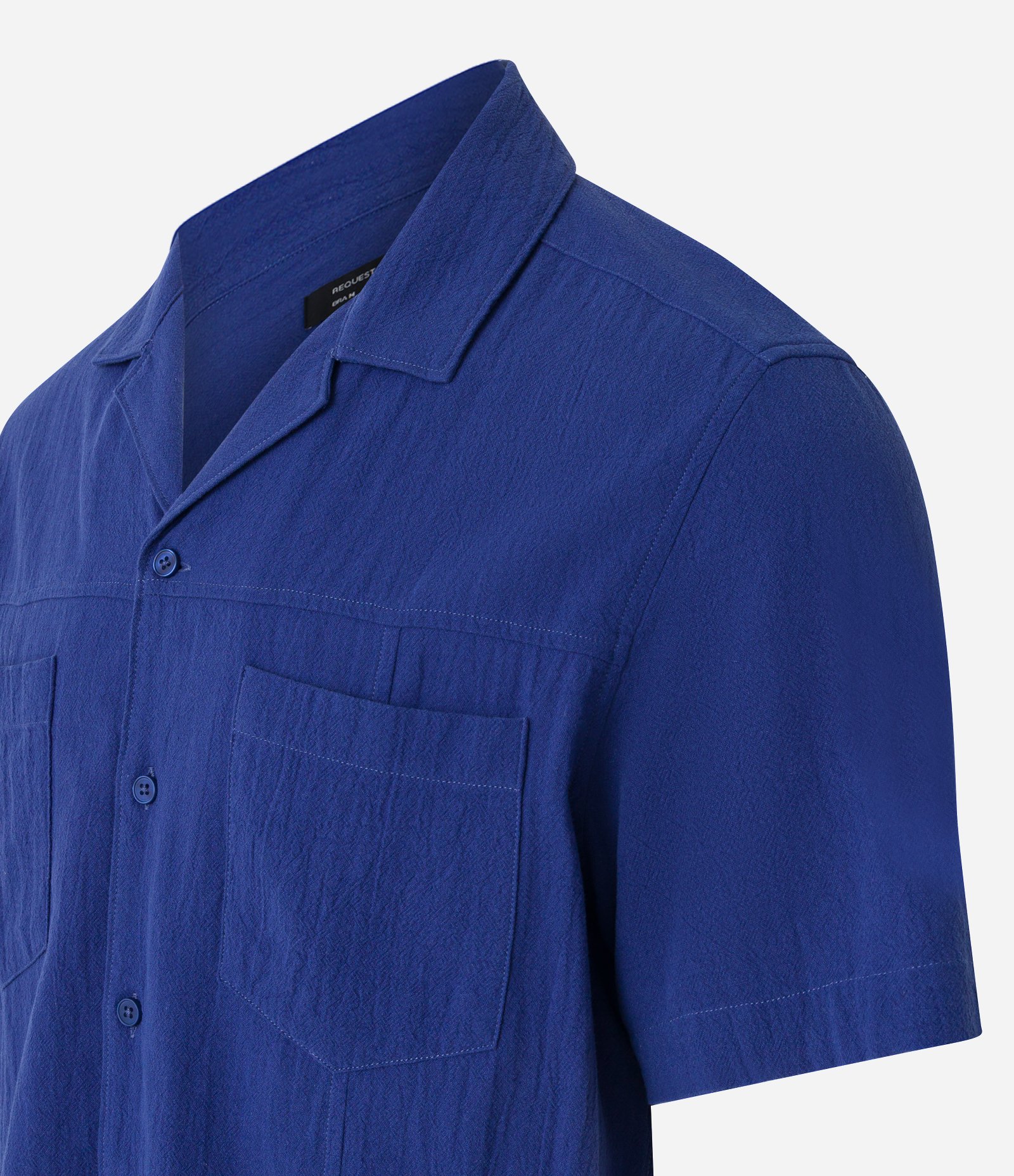 Camisa em Algodão Sarjado com Bolsos Frontais Azul 8