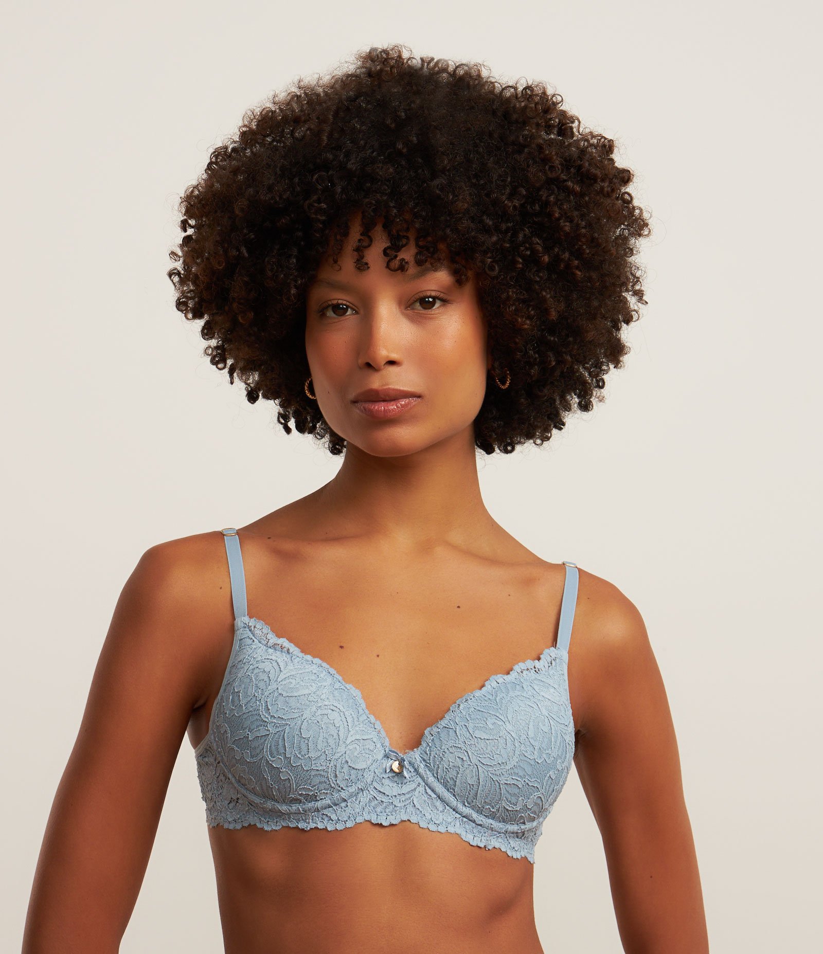 Sutiã Base em Renda Rústica com Bojo Oco Azul Claro 1