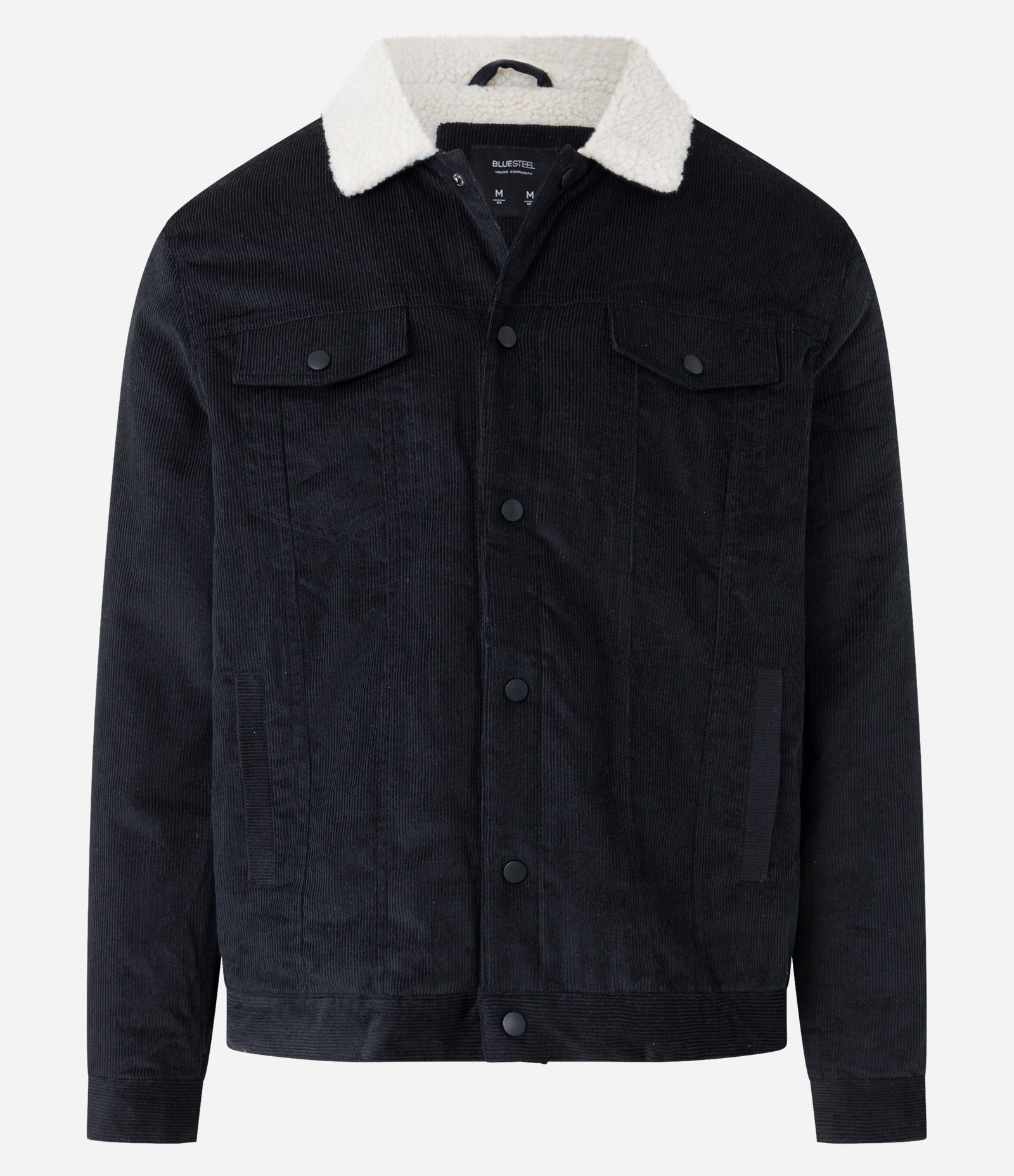 Jaqueta Trucker em Veludo Cotelê com Sherpa no Colarinho Preto 8