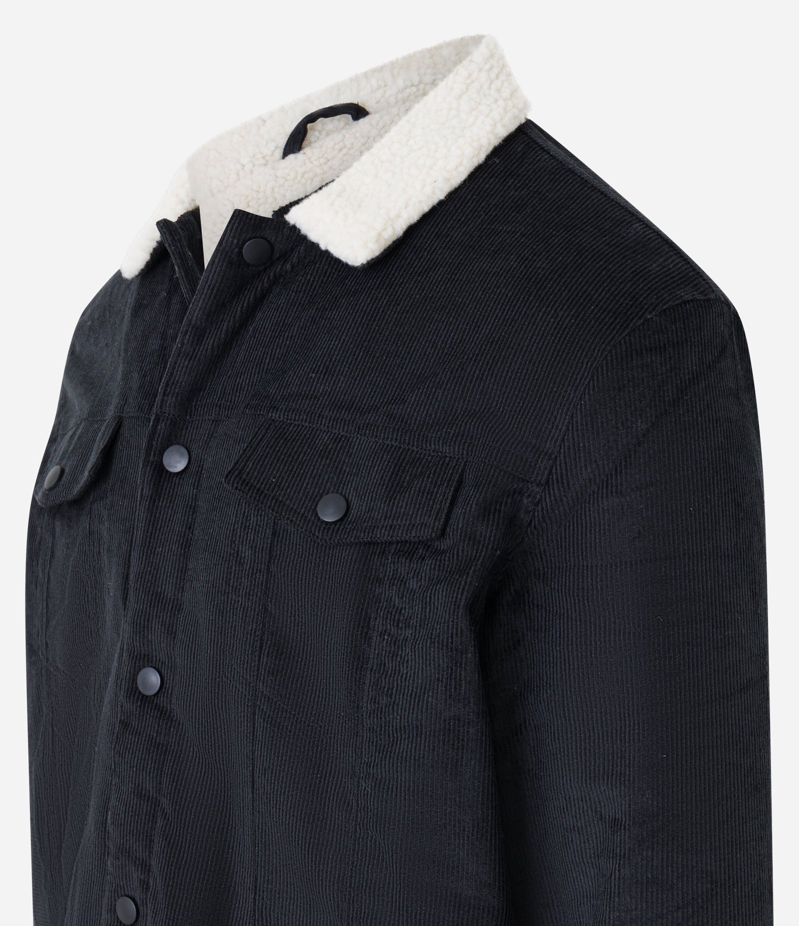 Jaqueta Trucker em Veludo Cotelê com Sherpa no Colarinho Preto 9