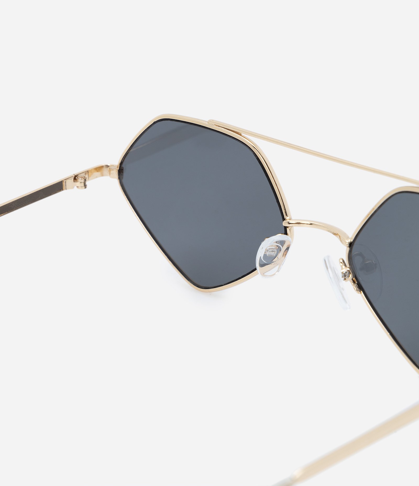 Óculos de Sol Quadrado com Hastes Finas e Ponte Dupla Dourado 3