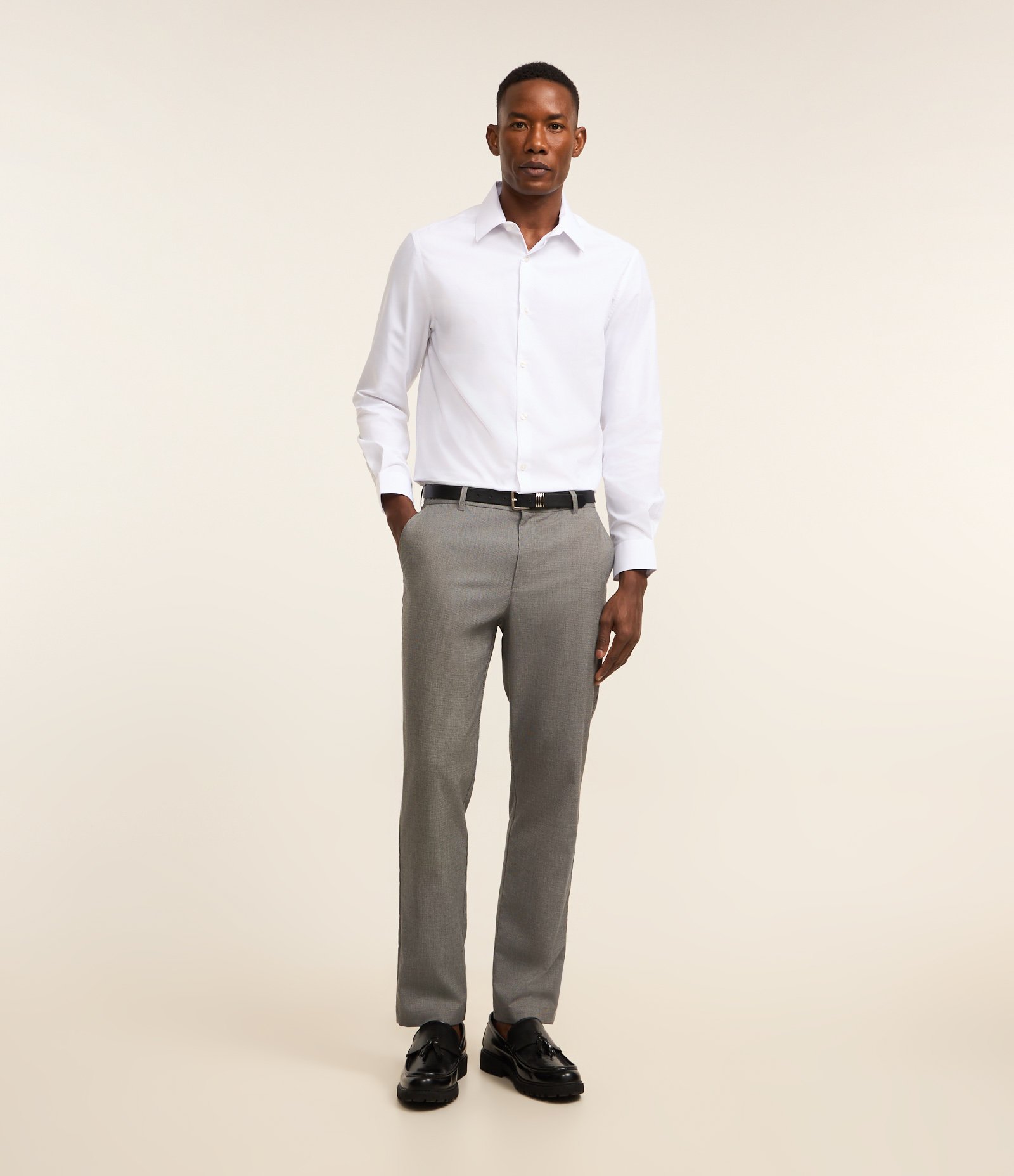 Camisa Regular em Microfibra Easy Care Branco Neve 2