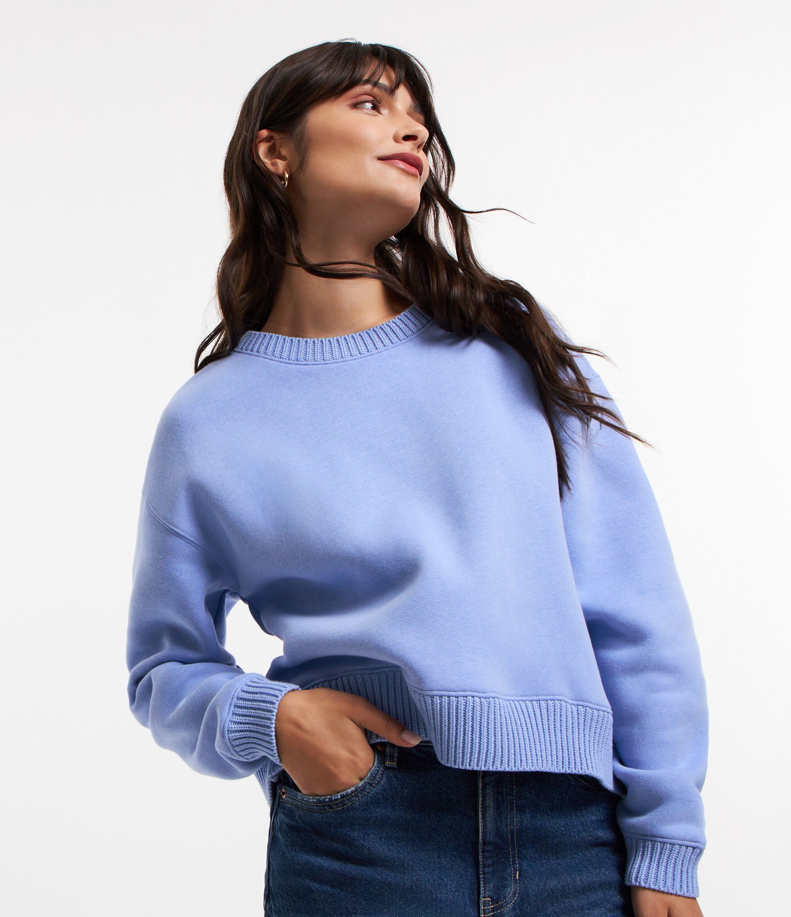 Blusão em Moletom com Ribana na Barra e Punhos Azul 3