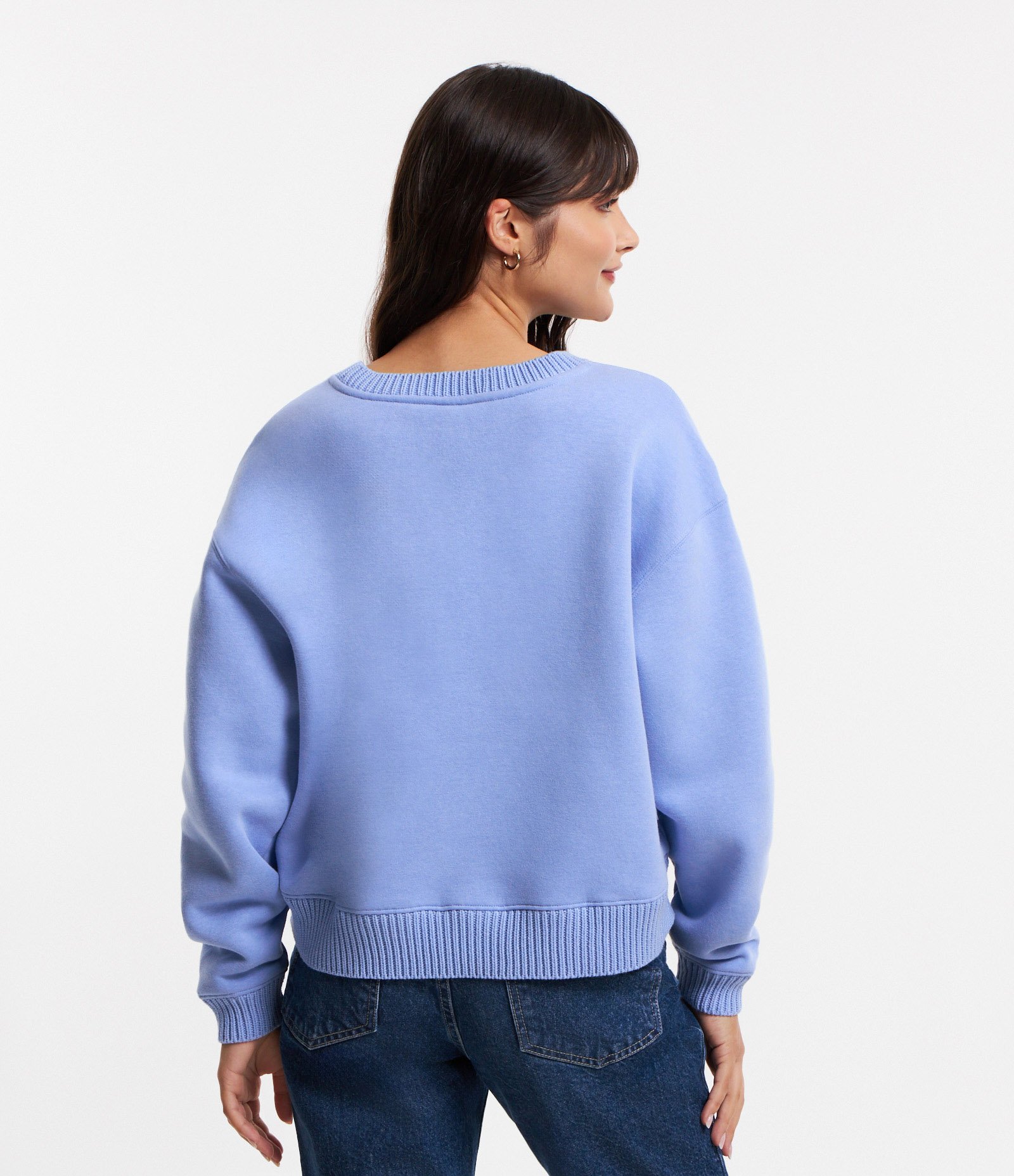 Blusão em Moletom com Ribana na Barra e Punhos Azul 4