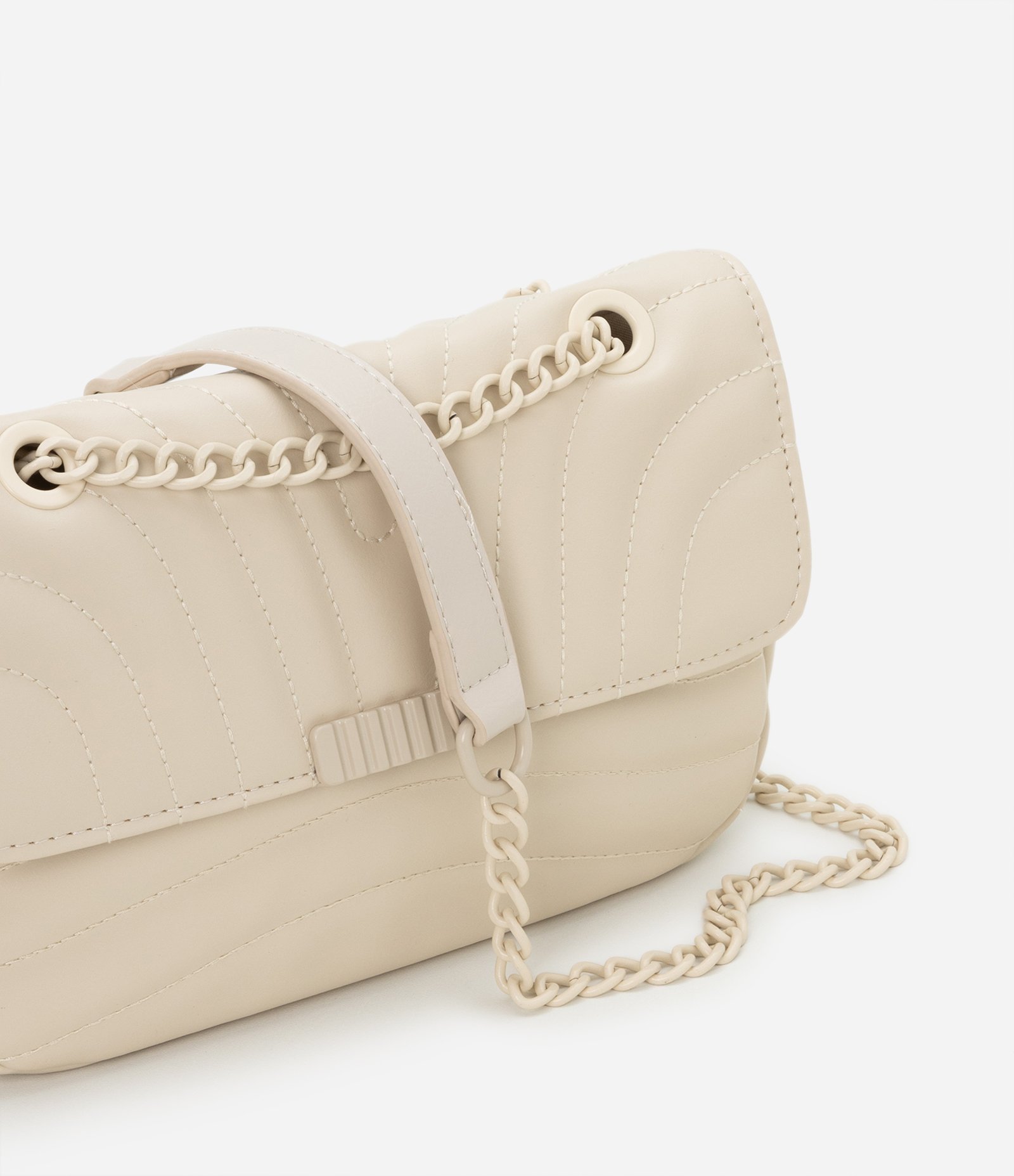 Bolsa Shoulder Pequena Em Matelass Al A De Corrente Off White