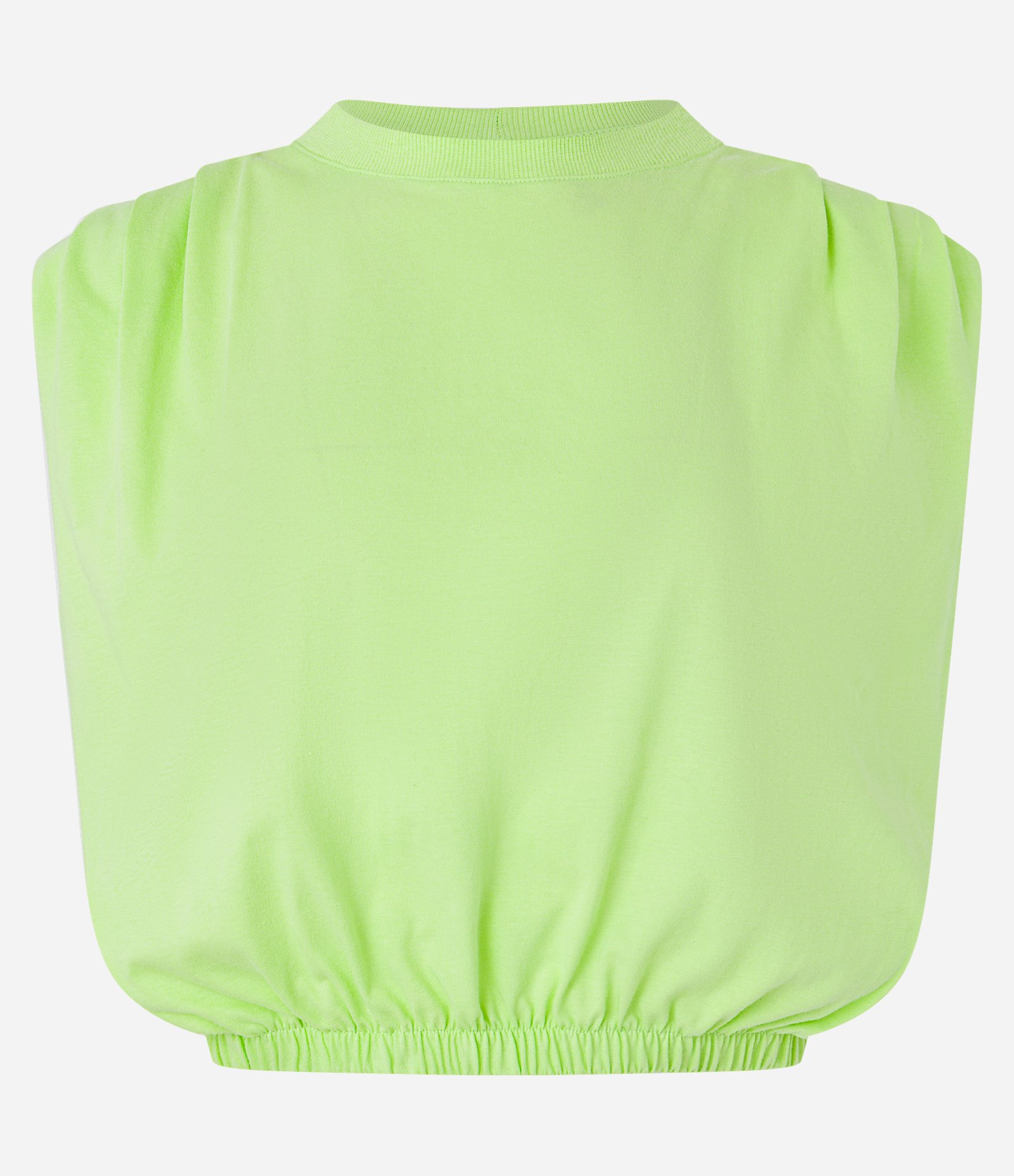 Blusa Cropped sem Mangas com Elástico na Barra e Pregas no Ombros Verde 5