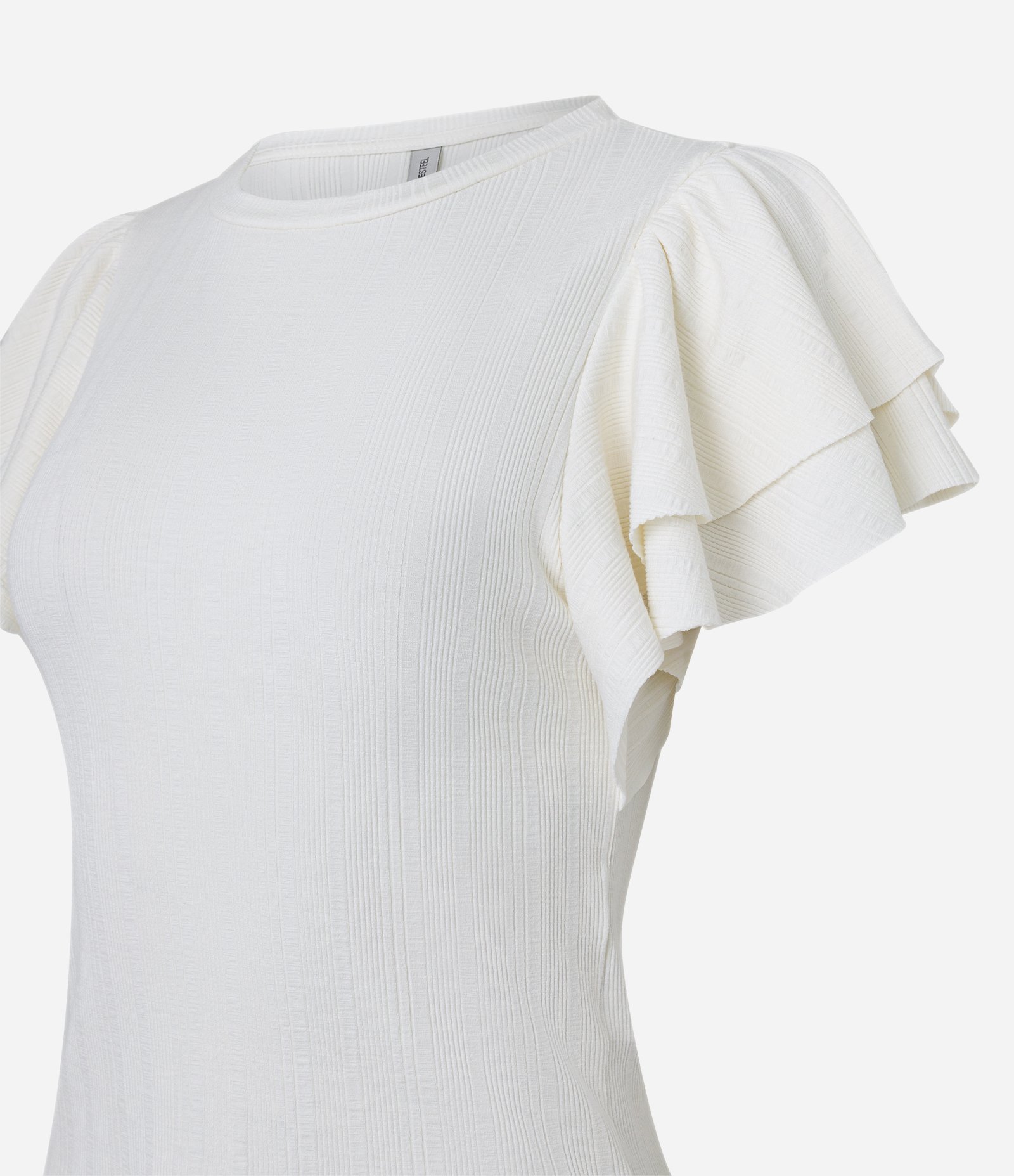 Blusa em Ribana com Babados na Manga Branco Neve 6