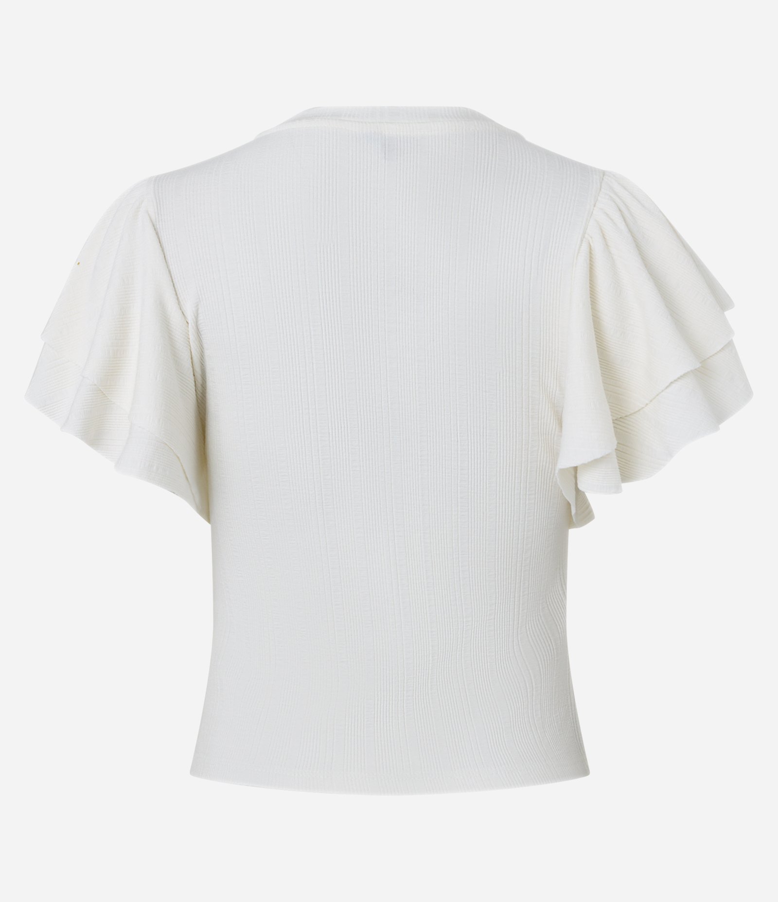 Blusa em Ribana com Babados na Manga Branco Neve 7