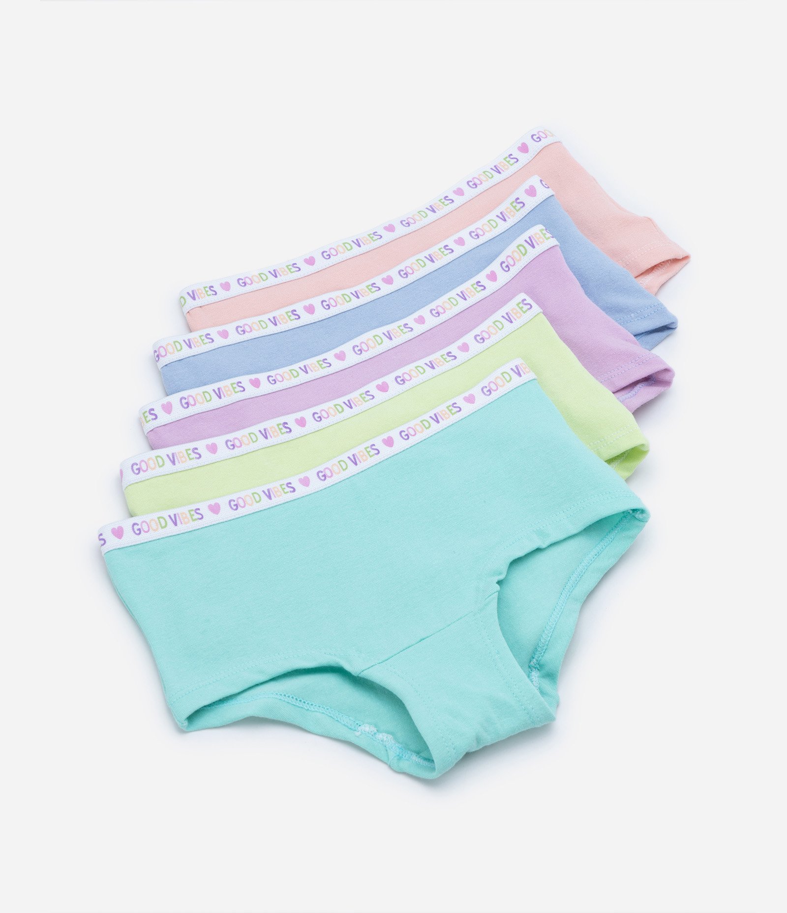 Kit 05 Calcinhas Boxer Infantis em Cotton Premium com Elástico no Cós - Tam 5 a 14 Anos Multicores 1
