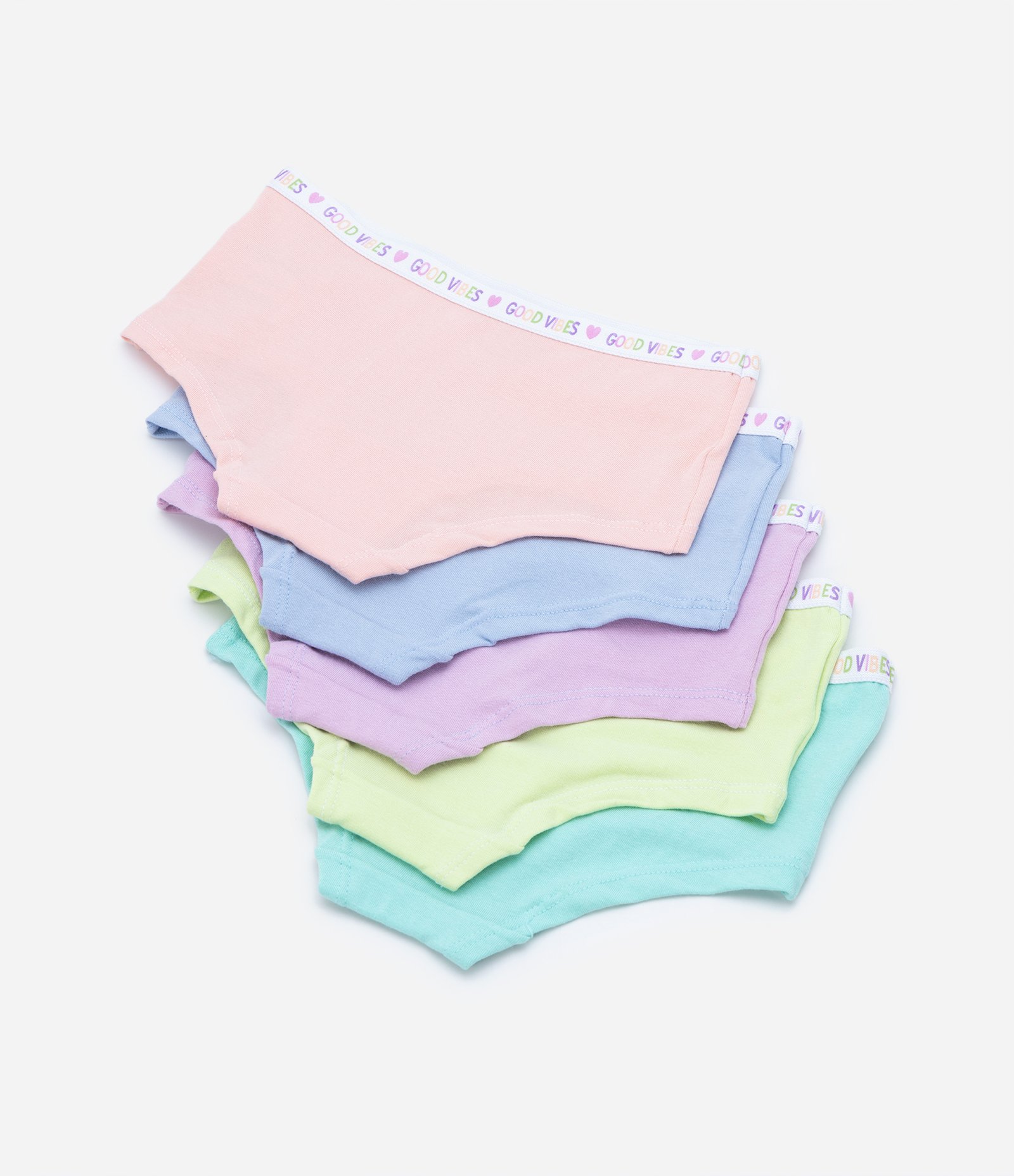 Kit 05 Calcinhas Boxer Infantis em Cotton Premium com Elástico no Cós - Tam 5 a 14 Anos Multicores 2