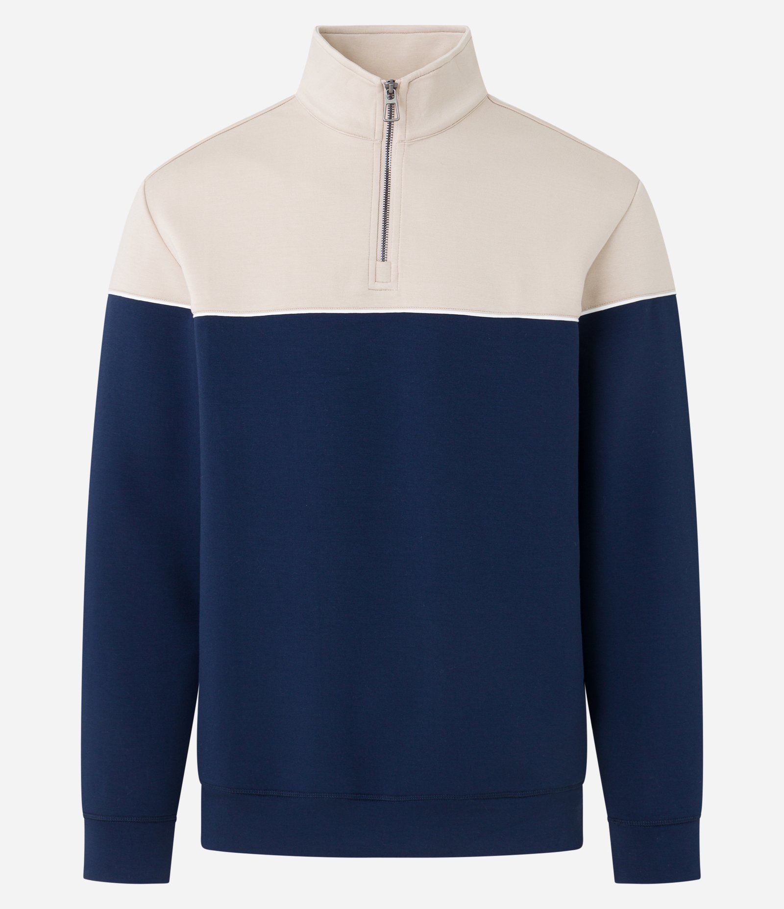 Blusão com Zíper na Gola e Bloco de Cor Azul/Off White 7