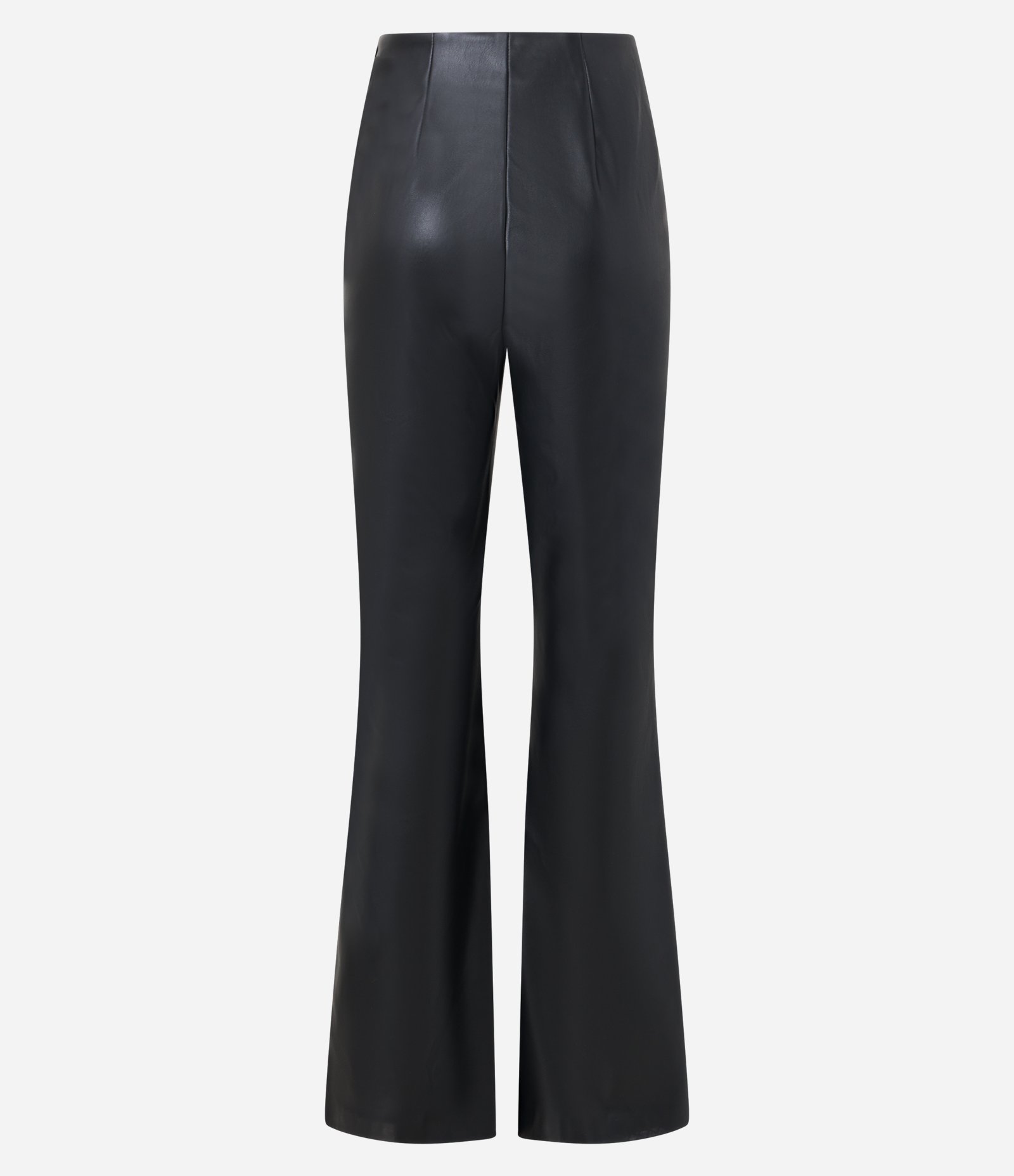 Calça Flare em Pu com Frisos e Zíper Tratorado Preto 6
