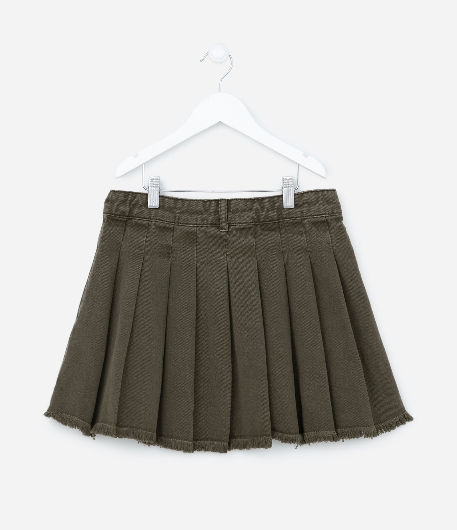Saia Plissada Infantil em Sarja - Tam 5 a 14 anos Verde 2