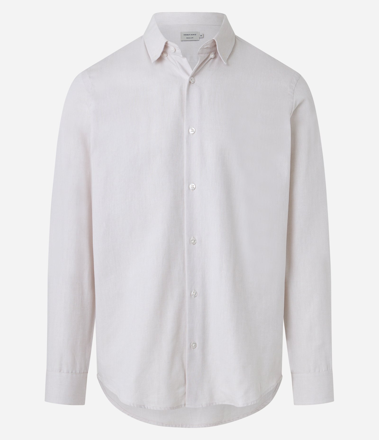 Camisa Regular Básica em Oxford Bege Claro 5