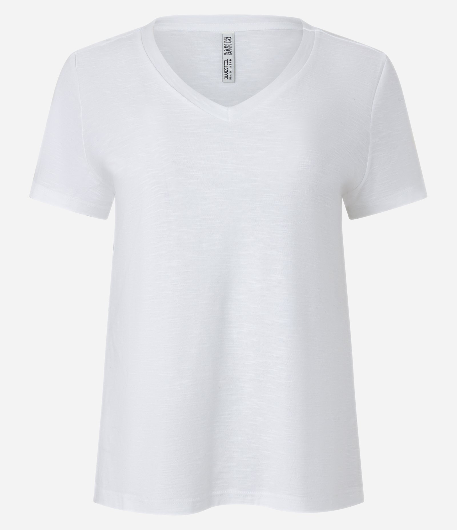 Blusa T-shirt em Algodão Flame com Gola V Branco 6
