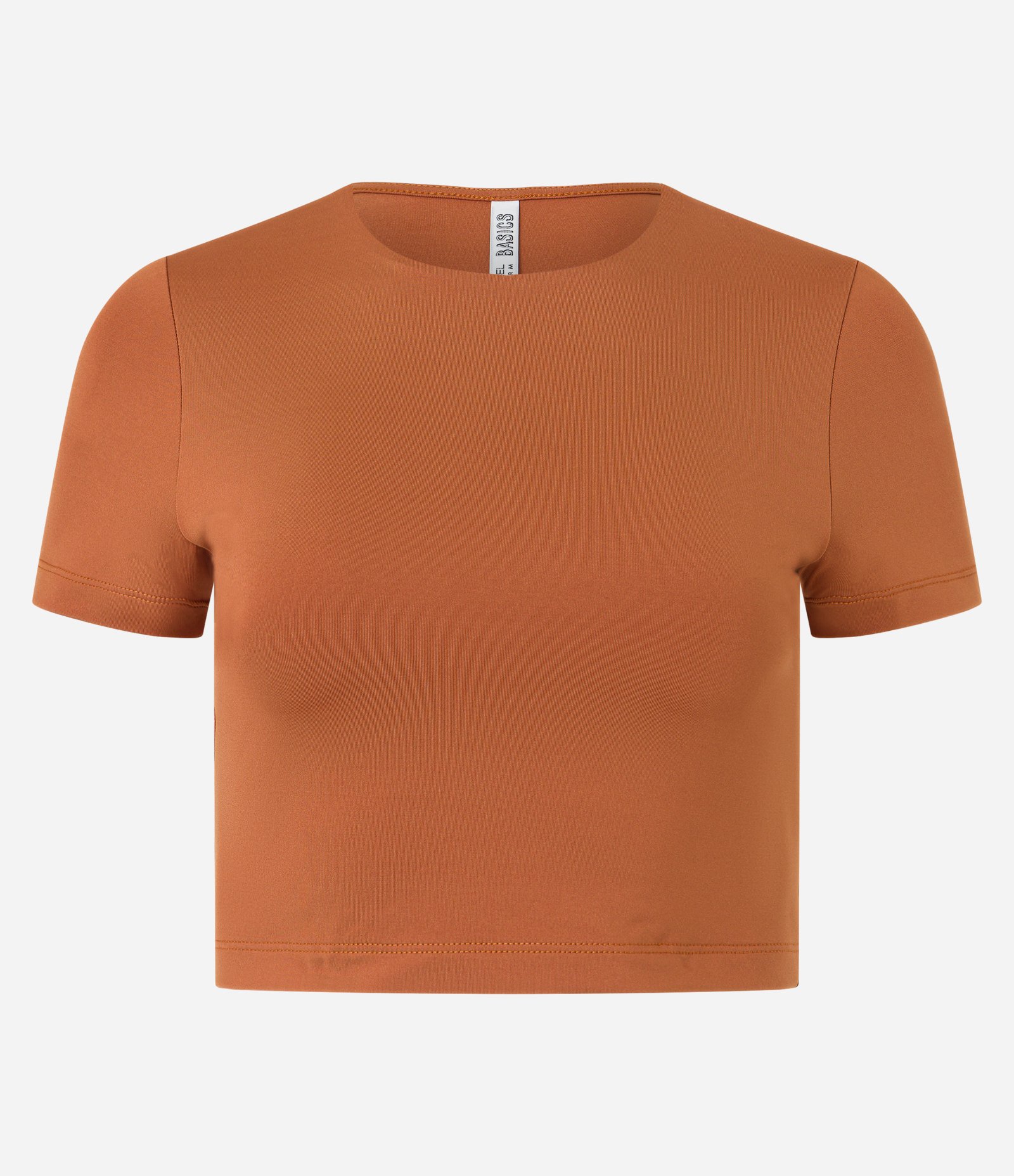 Blusa Cropped Manga Curta em Microfibra Marrom 5