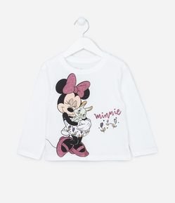 Camiseta Infantil Manga Longa com Estampa da Minnie - Tam 1 a 5 anos