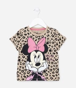 Camiseta Infantil Manga Curta com Estampa da Minnie - Tam 1 a 6 anos