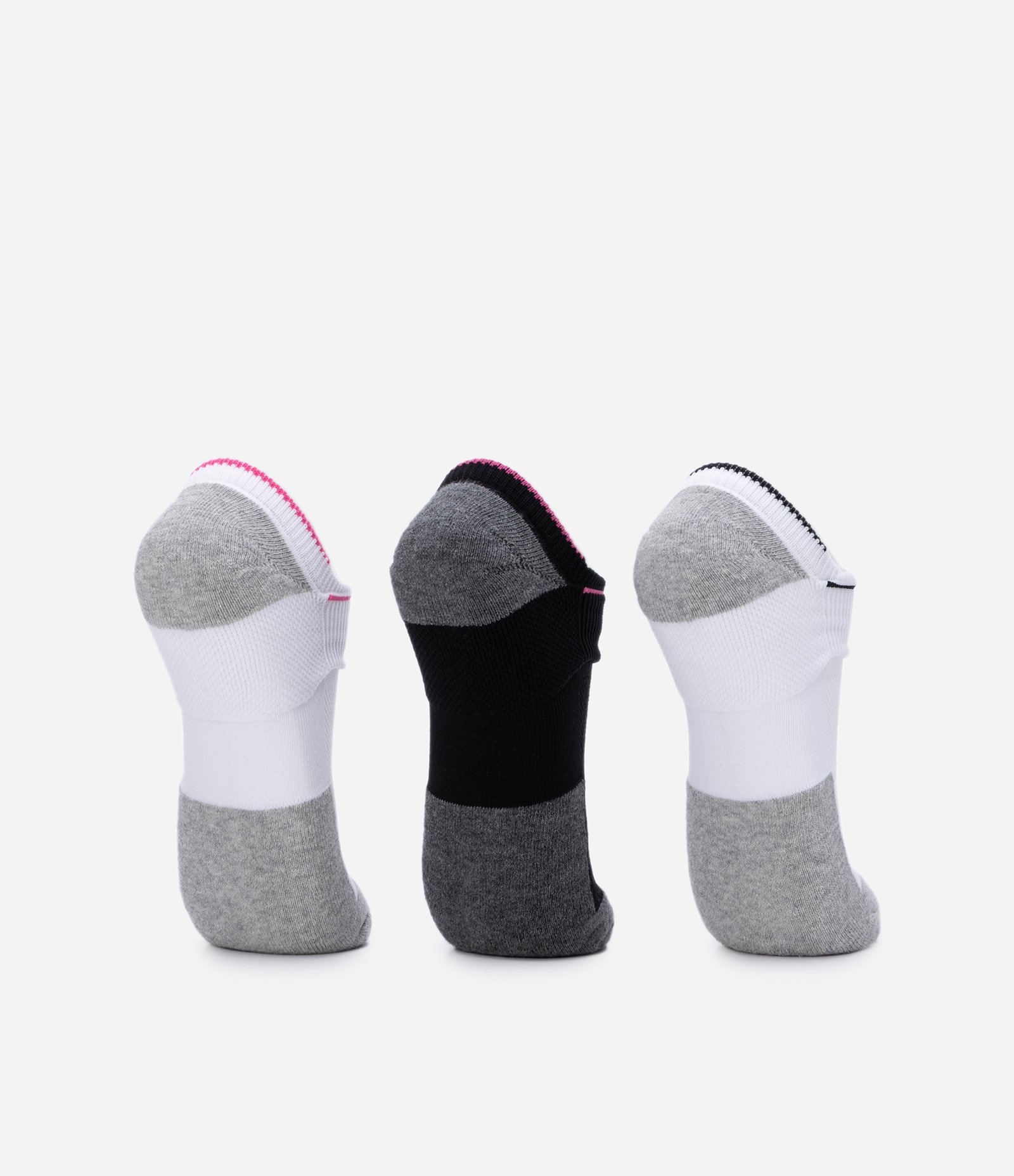 Kit 03 Meias Cano Baixo Sem Costura com Borda Contrastante Branco/Preto 3