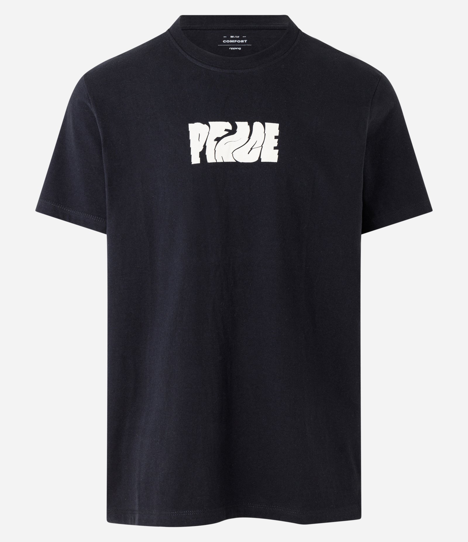 Camiseta Comfort em Meia Malha com Lettering Peace Preto 1