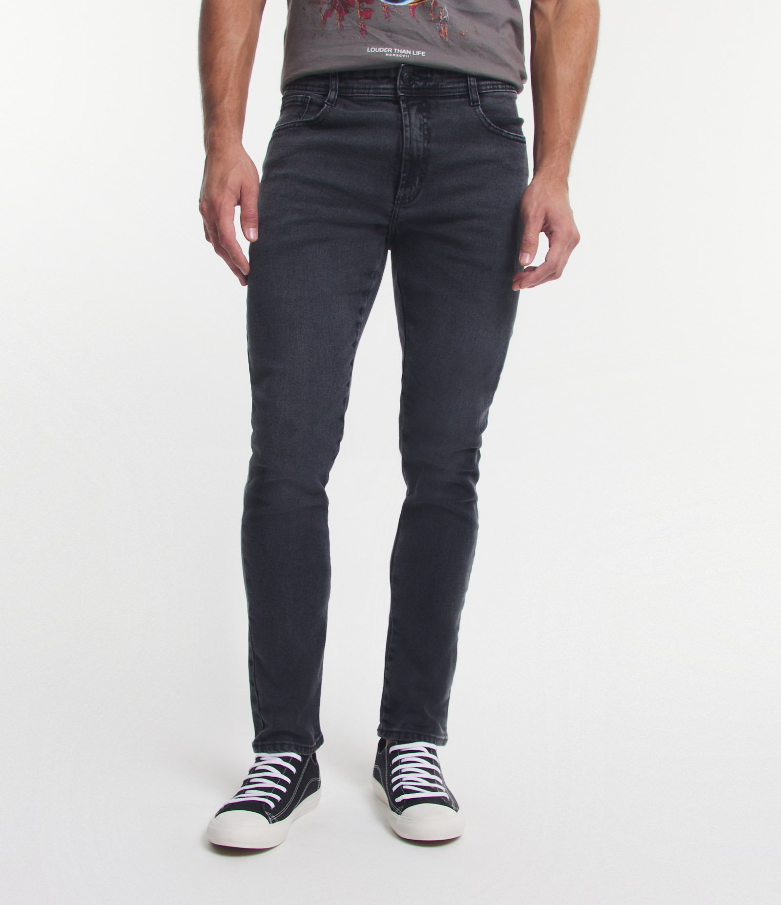 Calça Skinny em Jeans com Elastano Estonada Preto 2