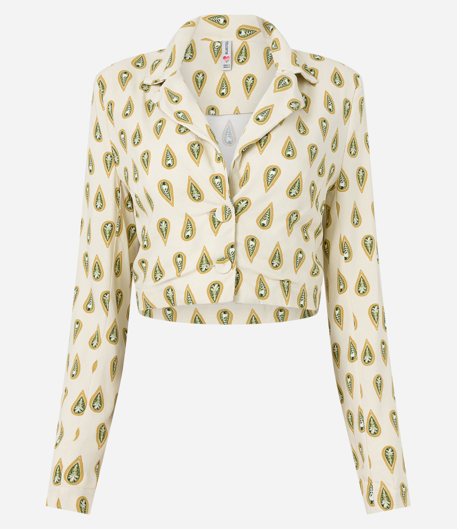 Blazer Cropped em Viscose com Estampa Gravataria Bege 5