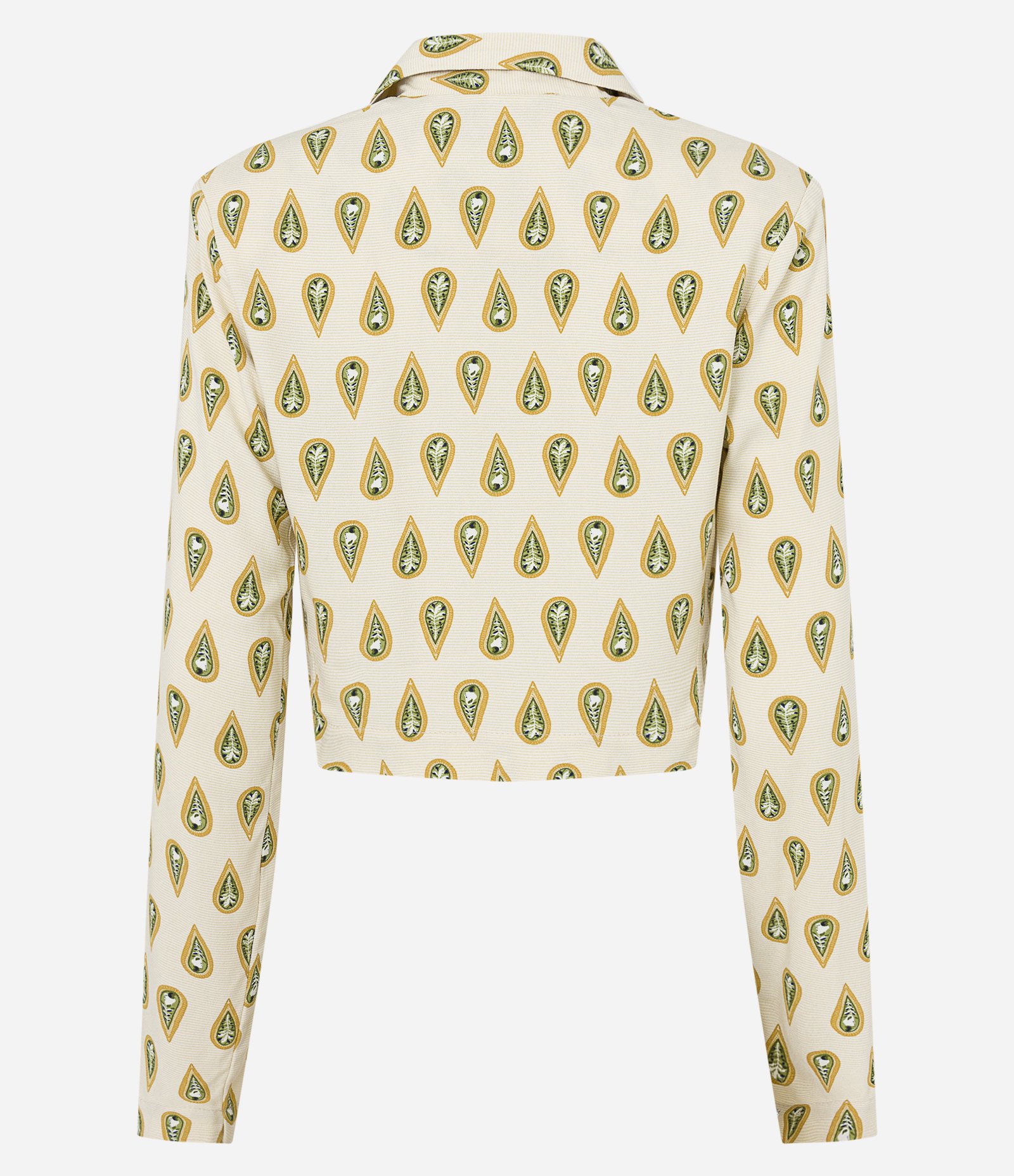 Blazer Cropped em Viscose com Estampa Gravataria Bege 6