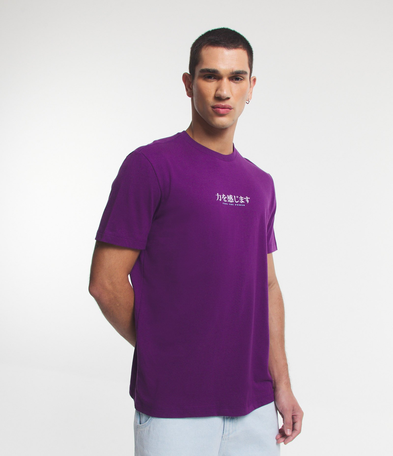 Camiseta Comfort em Meia Malha com Estampa Oriental Roxo 3