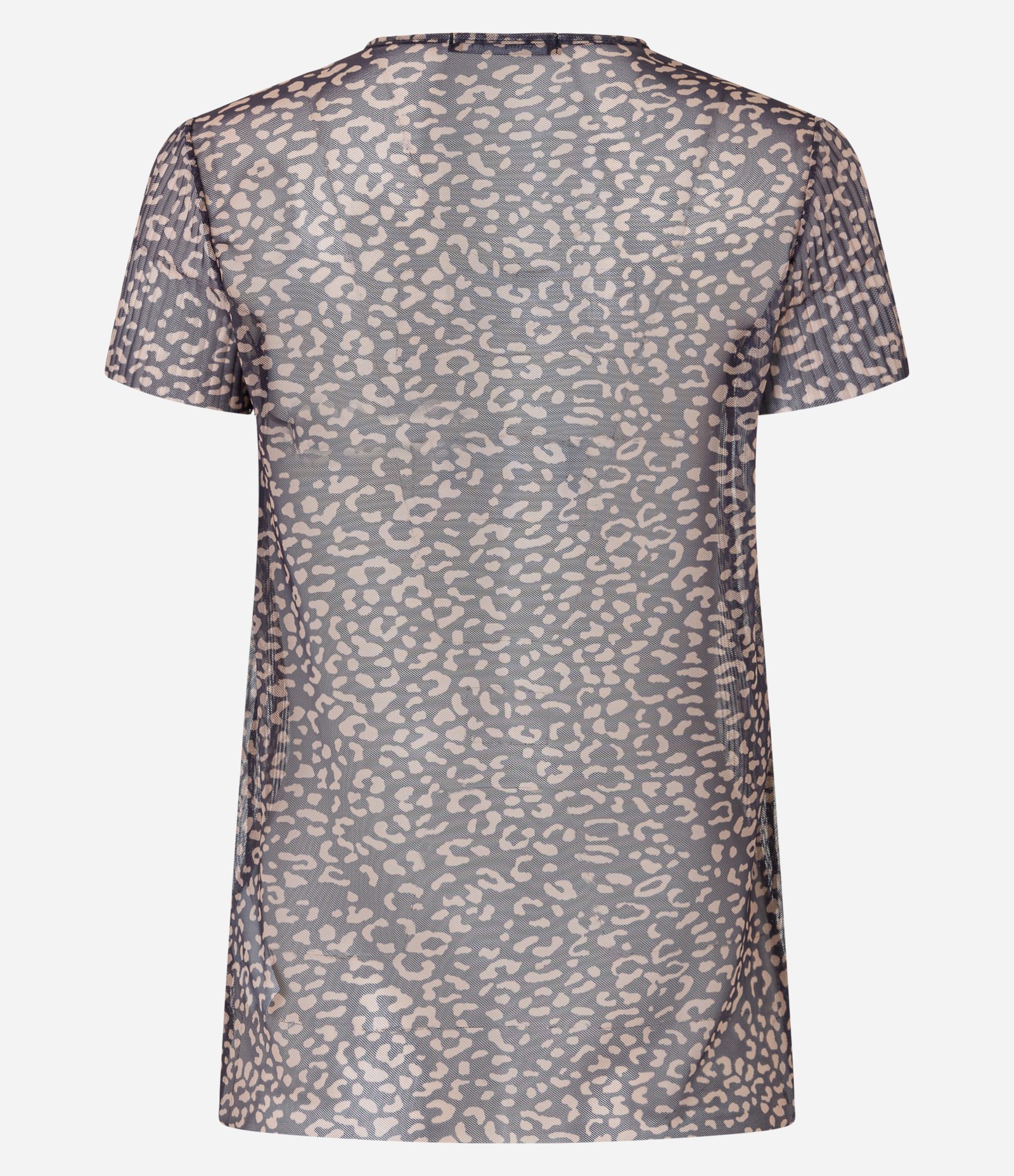 Blusa em Tule Plissado com Estampa Animal Print Onça Preto 3