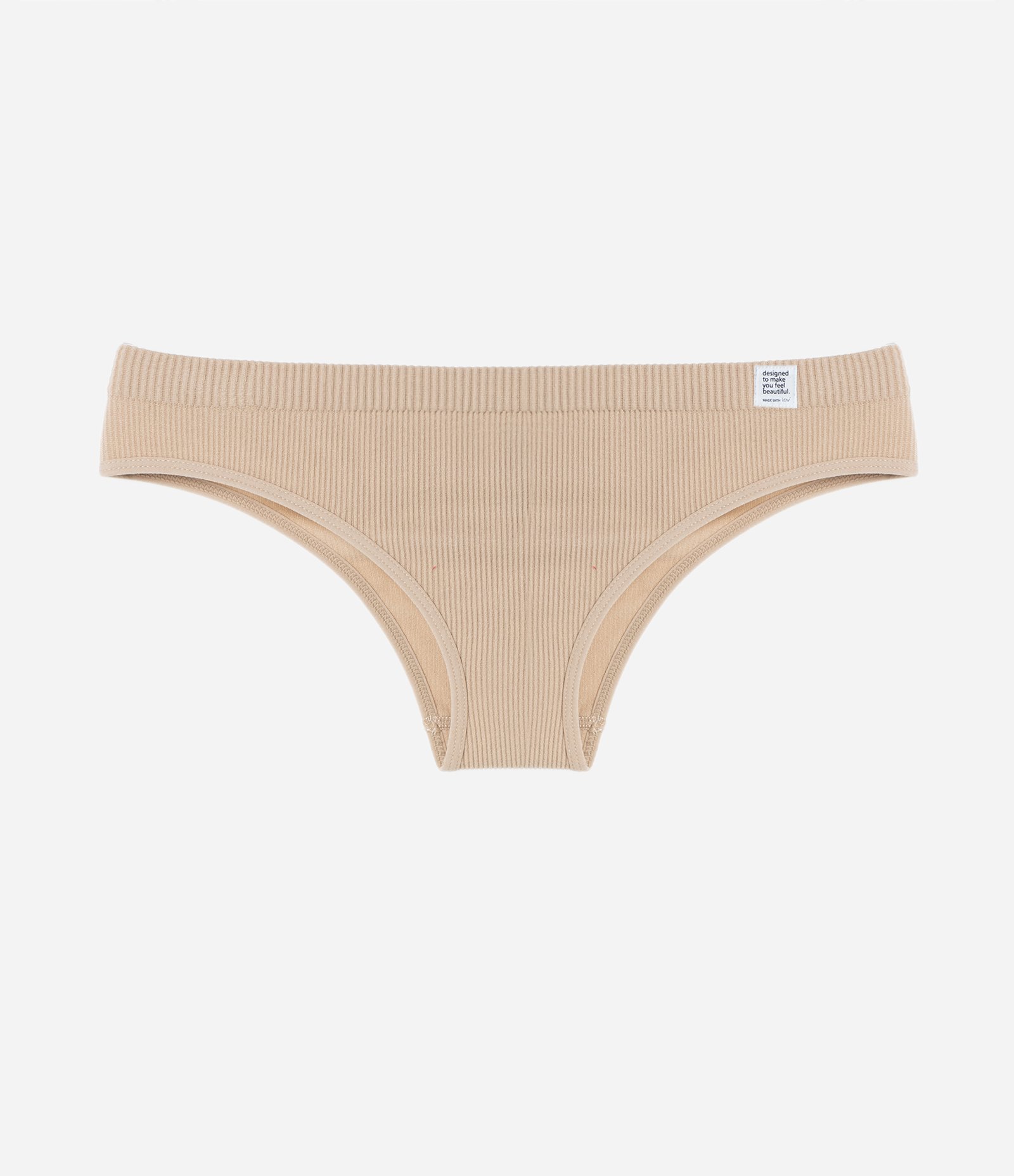 Calcinha Biquíni em Microfibra com Textura Canelada Bege 5