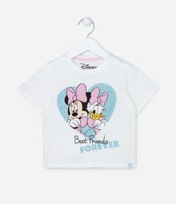Camiseta Manga Curta Infantil com Estampa da Minnie - Tam 1 a 6 anos