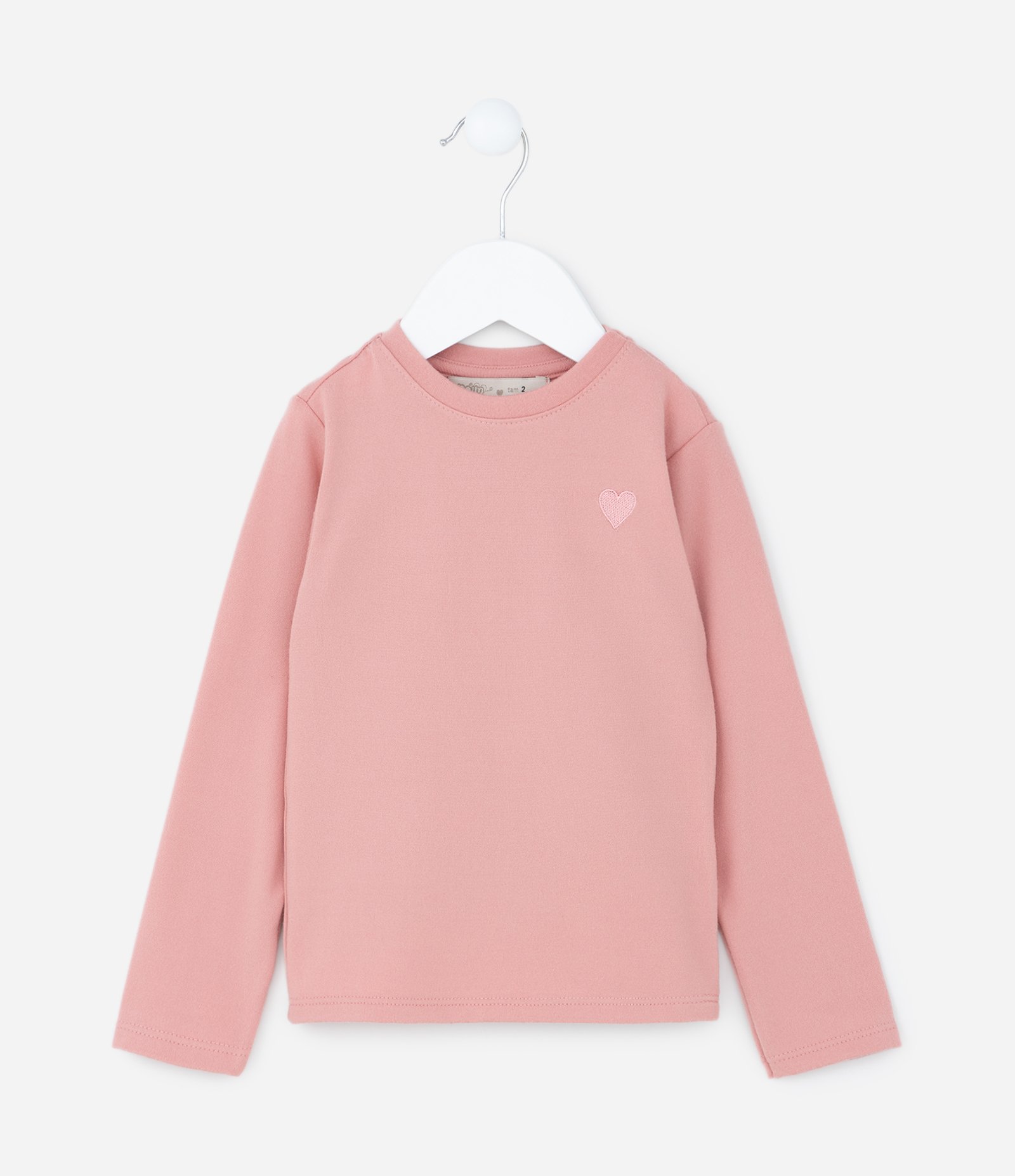 Blusa Térmica Infantil Quentinha com Bordado de Coração - Tam 1 a 5 Anos Rosa 1