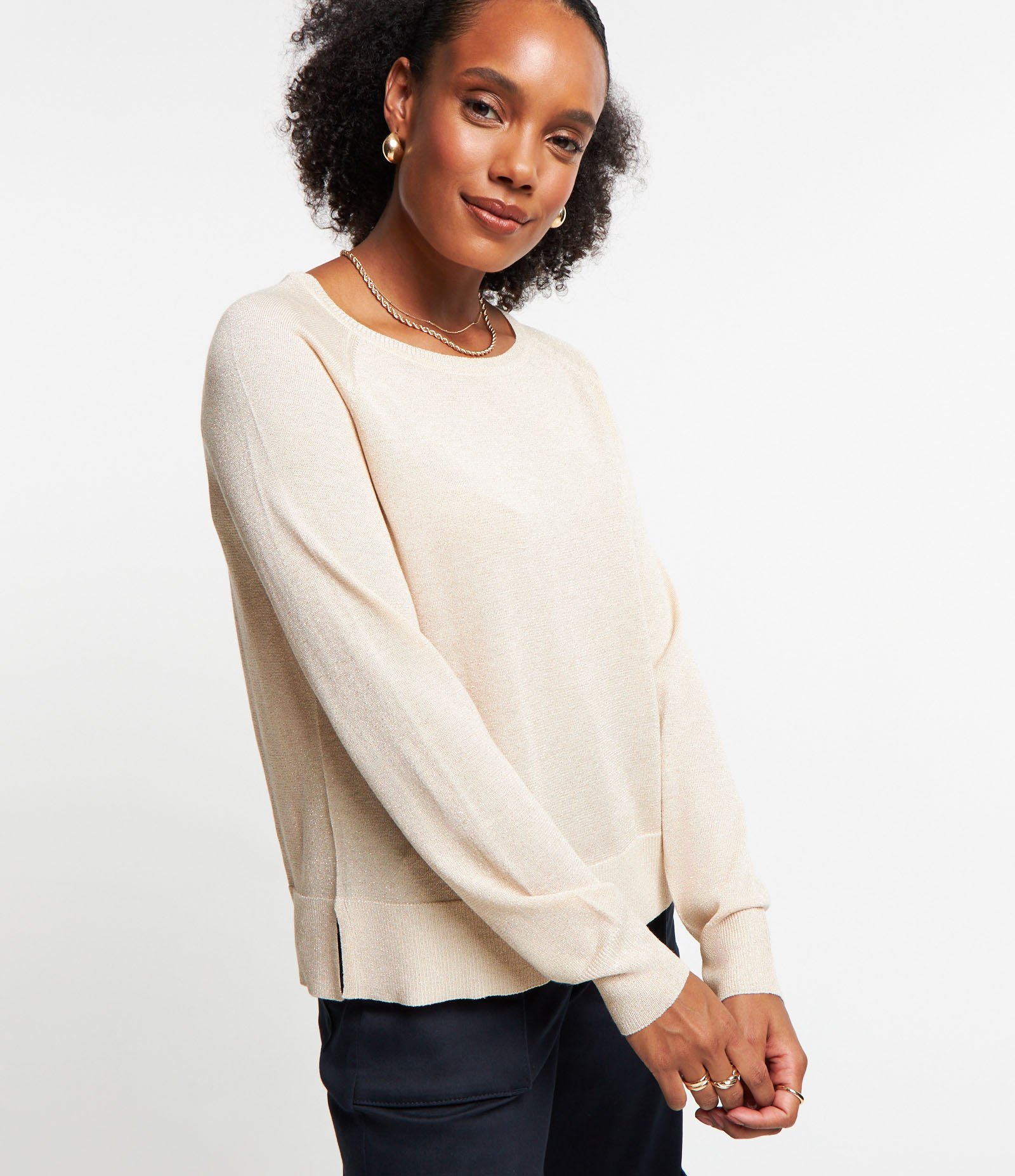 Suéter Amplo em Tricô com Gola Redonda Off White 1