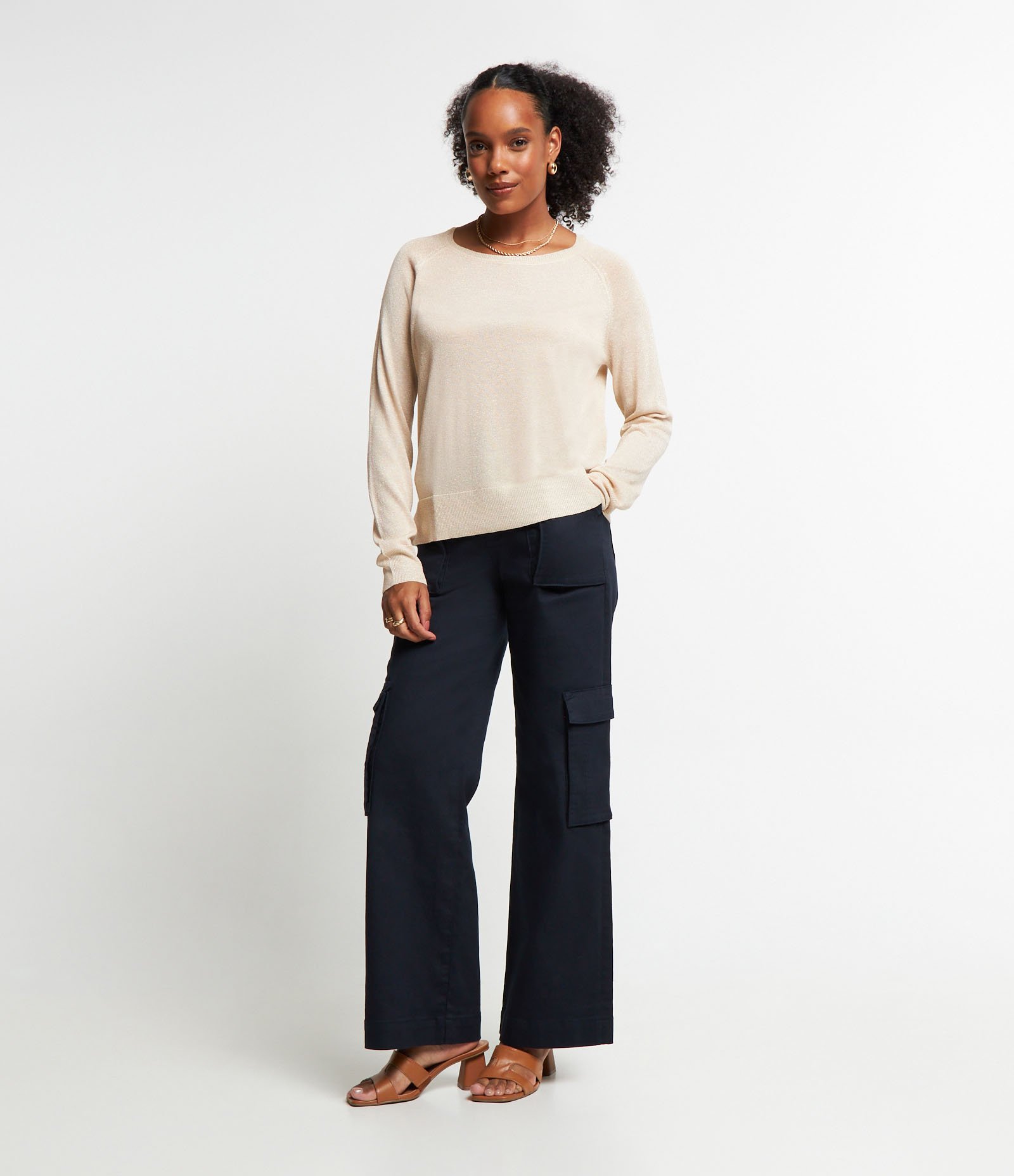 Suéter Amplo em Tricô com Gola Redonda Off White 2