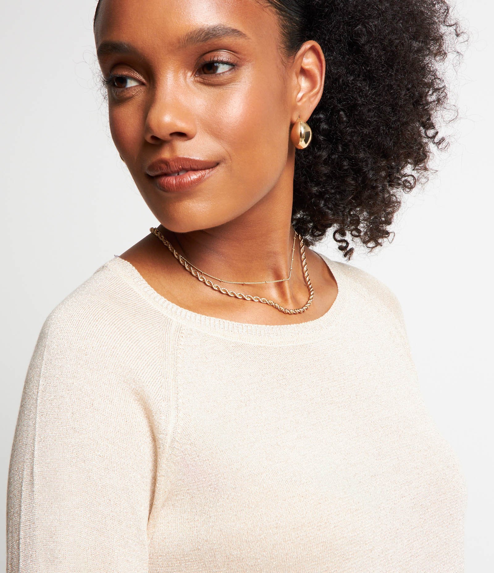 Suéter Amplo em Tricô com Gola Redonda Off White 3