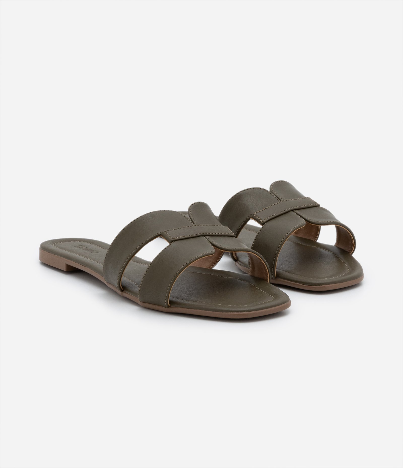 Sandália Rasteira com Cabedal H 2