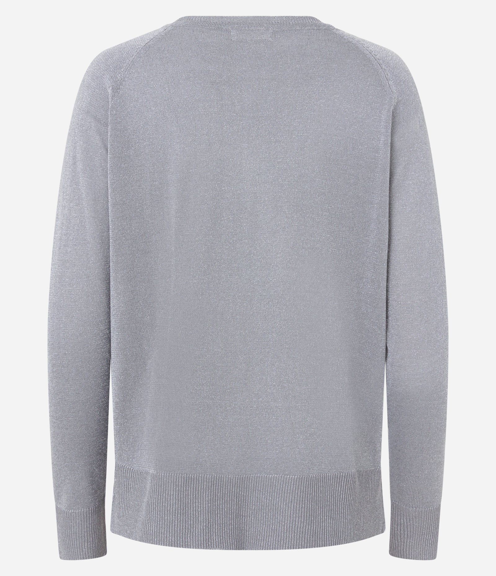 Suéter em Tricô com Barras Caneladas e Detalhes em Fio Metalizado Cinza 8