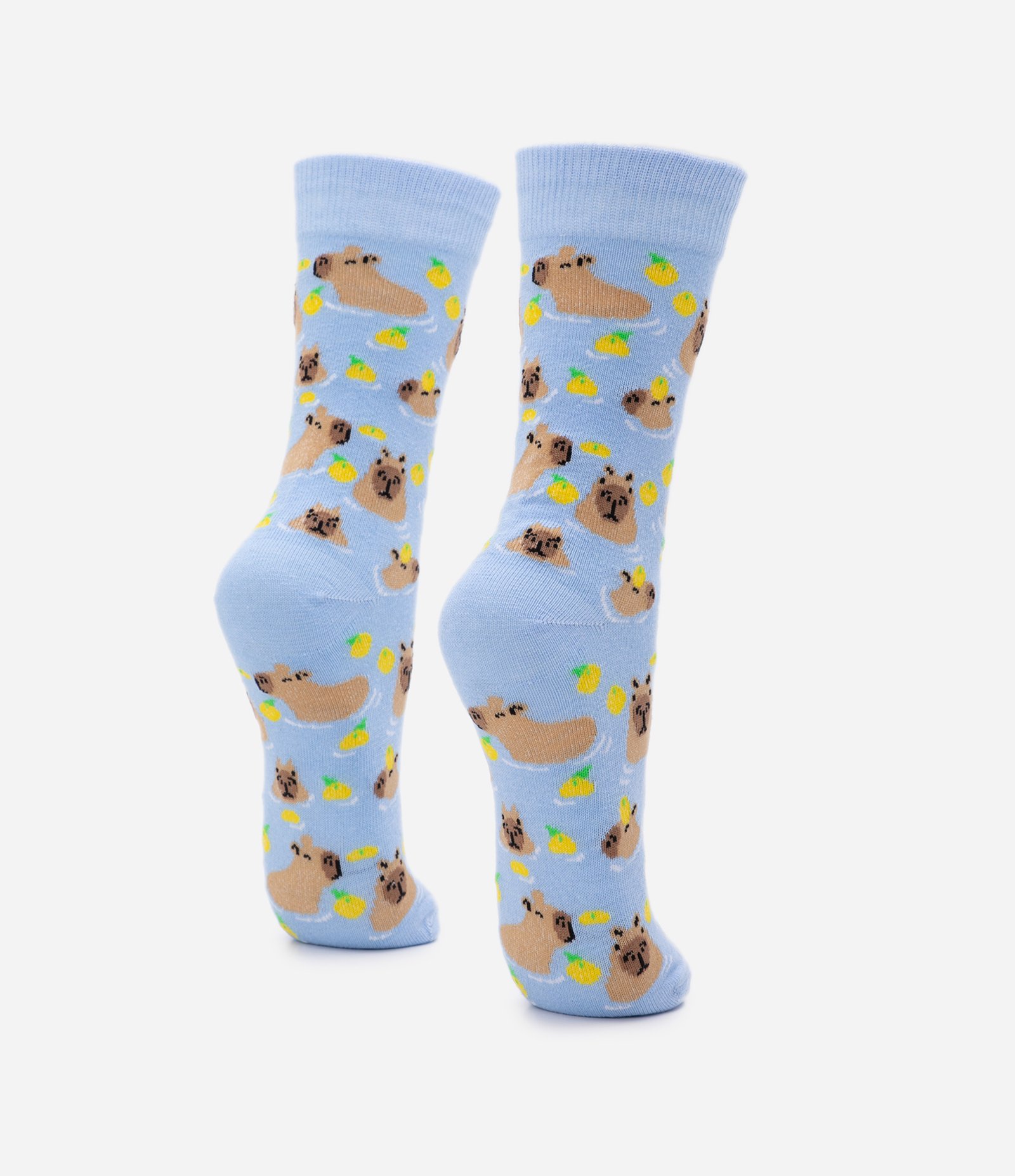 Meia Cano Alto em Algodão com Estampa Capivarinha na Água Azul 3