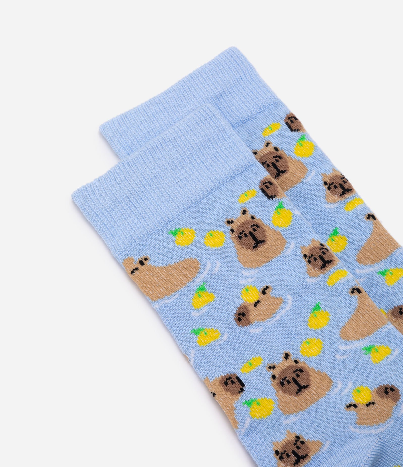 Meia Cano Alto em Algodão com Estampa Capivarinha na Água Azul 4