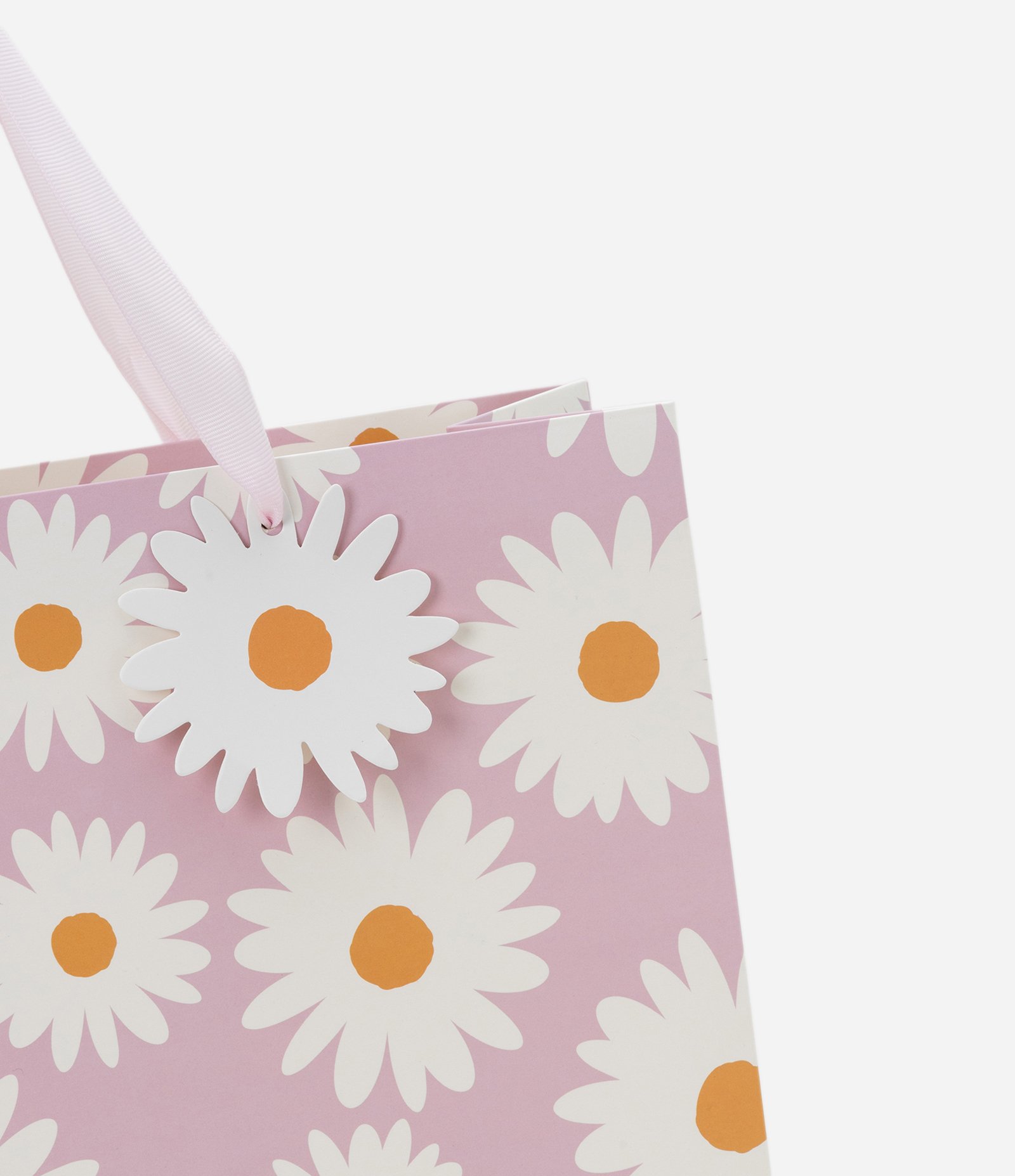 Embalagem de Presente Média com Estampa de Margaridas Acompanha Cartão Rosa 2