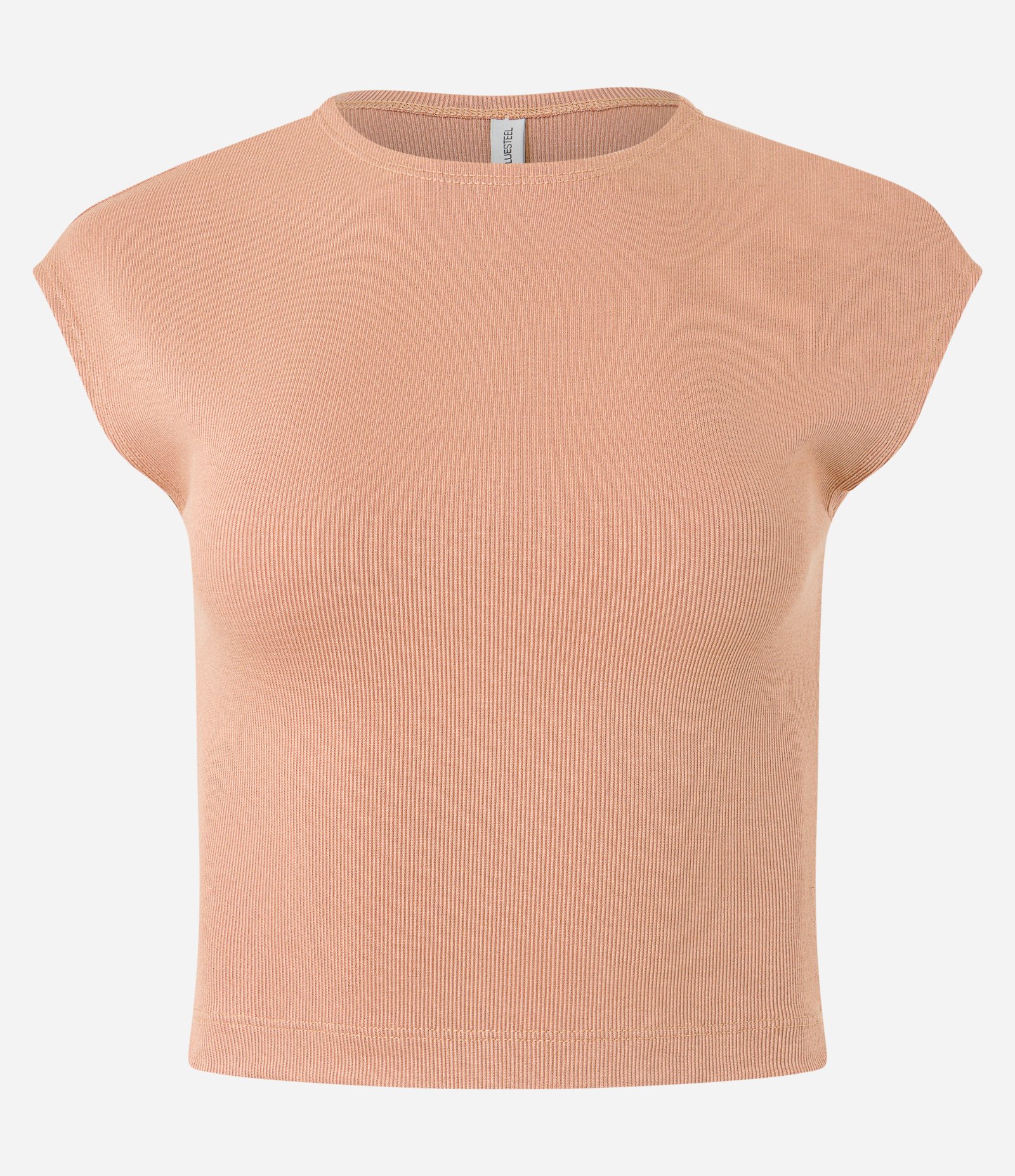 Blusa sem Manga em Ribana com Textura Caneladinha Bege Rosado 4