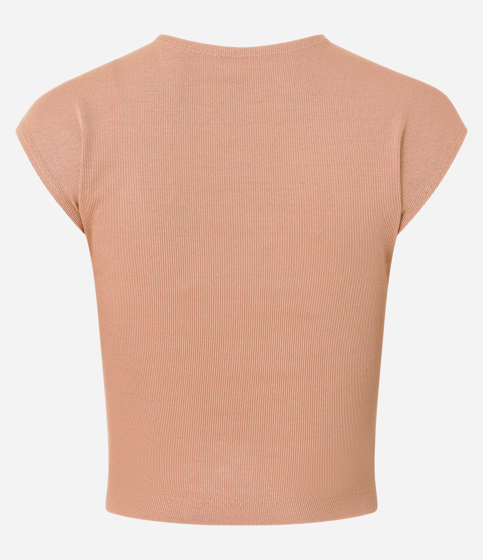 Blusa sem Manga em Ribana com Textura Caneladinha Bege Rosado 6