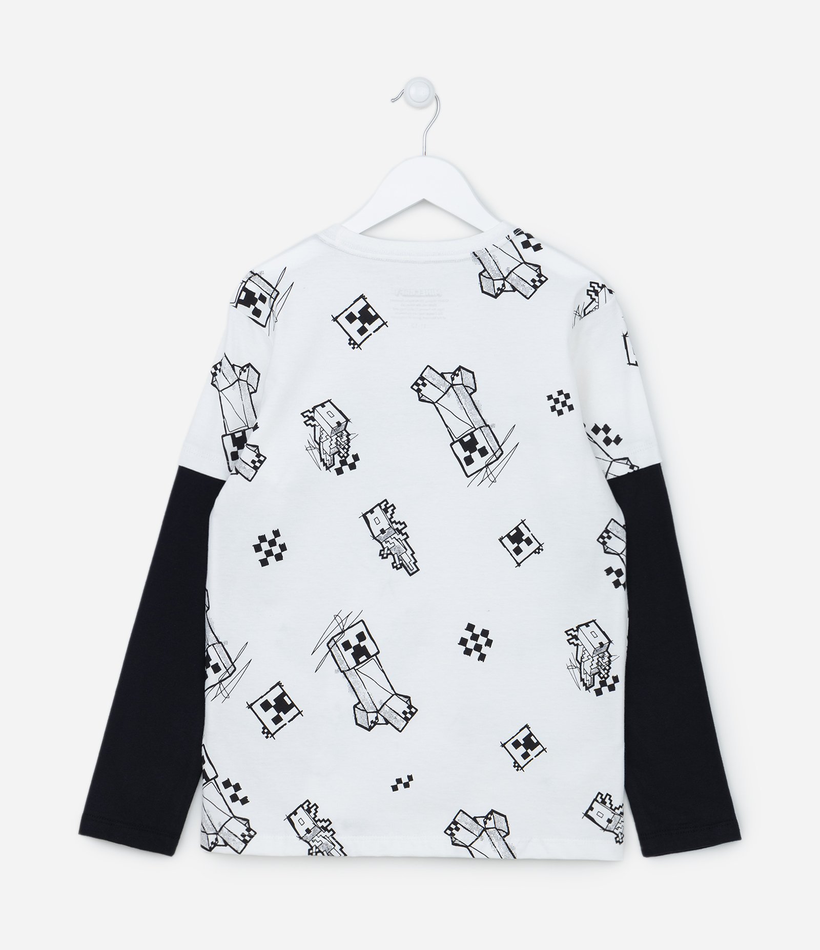 Camiseta Manga Longa Infantil com Estampa do Minecraft - Tam 6 a 14 anos Branco 2