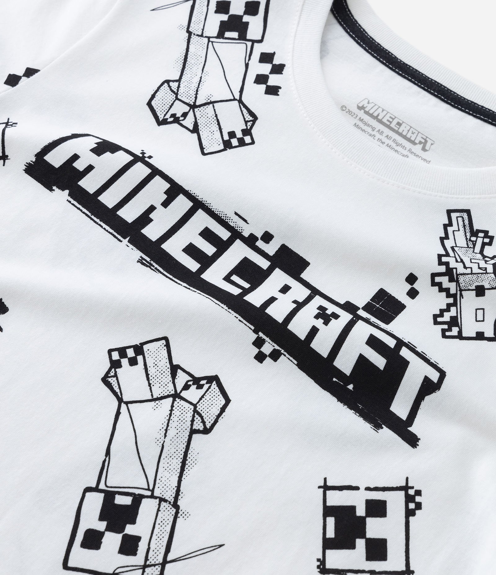 Camiseta Manga Longa Infantil com Estampa do Minecraft - Tam 6 a 14 anos Branco 3