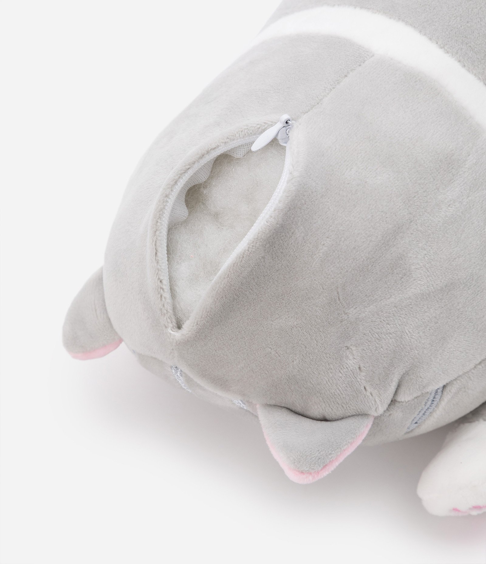 Almofada de Rolo com Formato de Gatinho Cinza 3