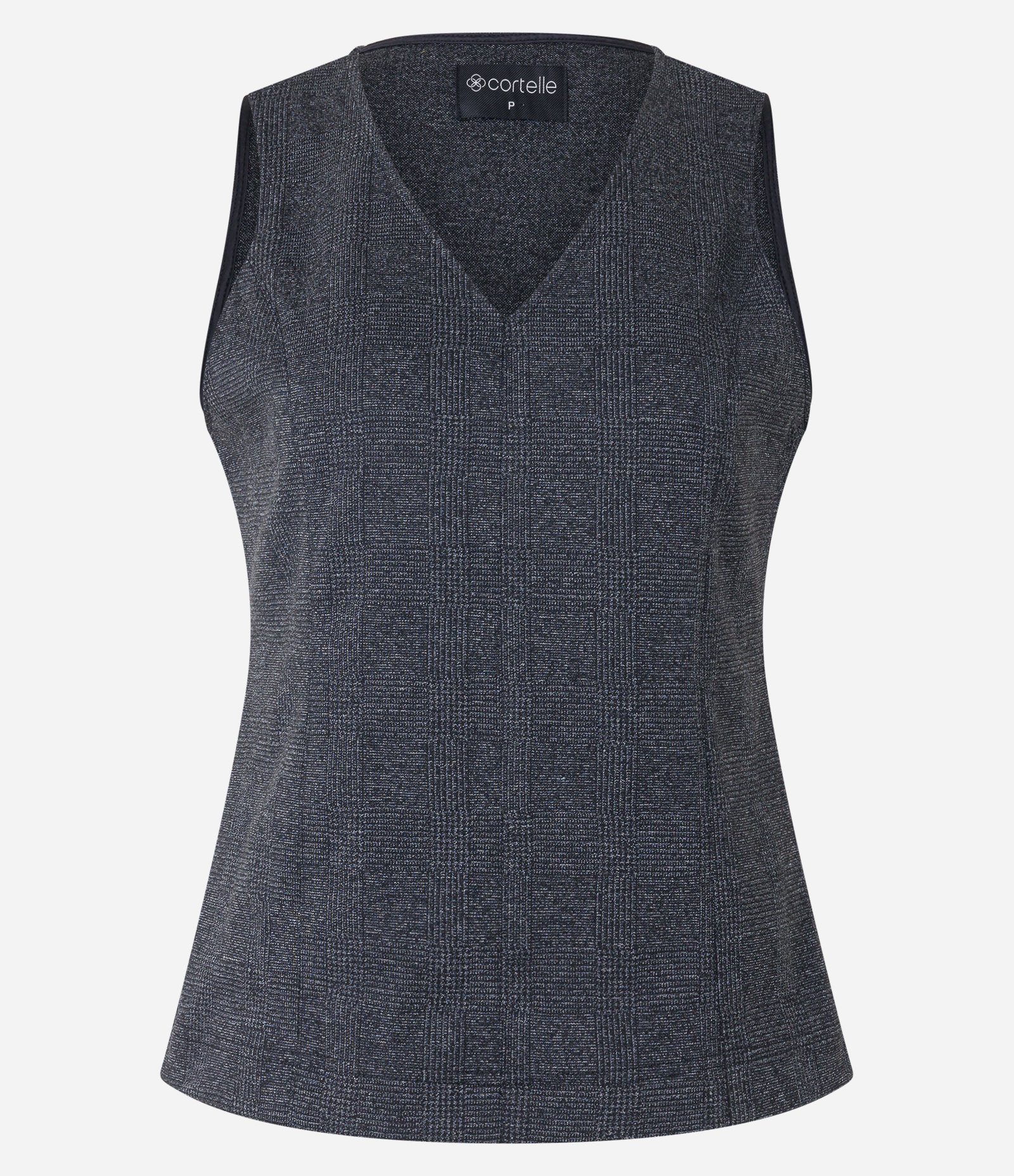 Blusa sem Manga em Ponto com Padronagem Xadrez Cinza 5