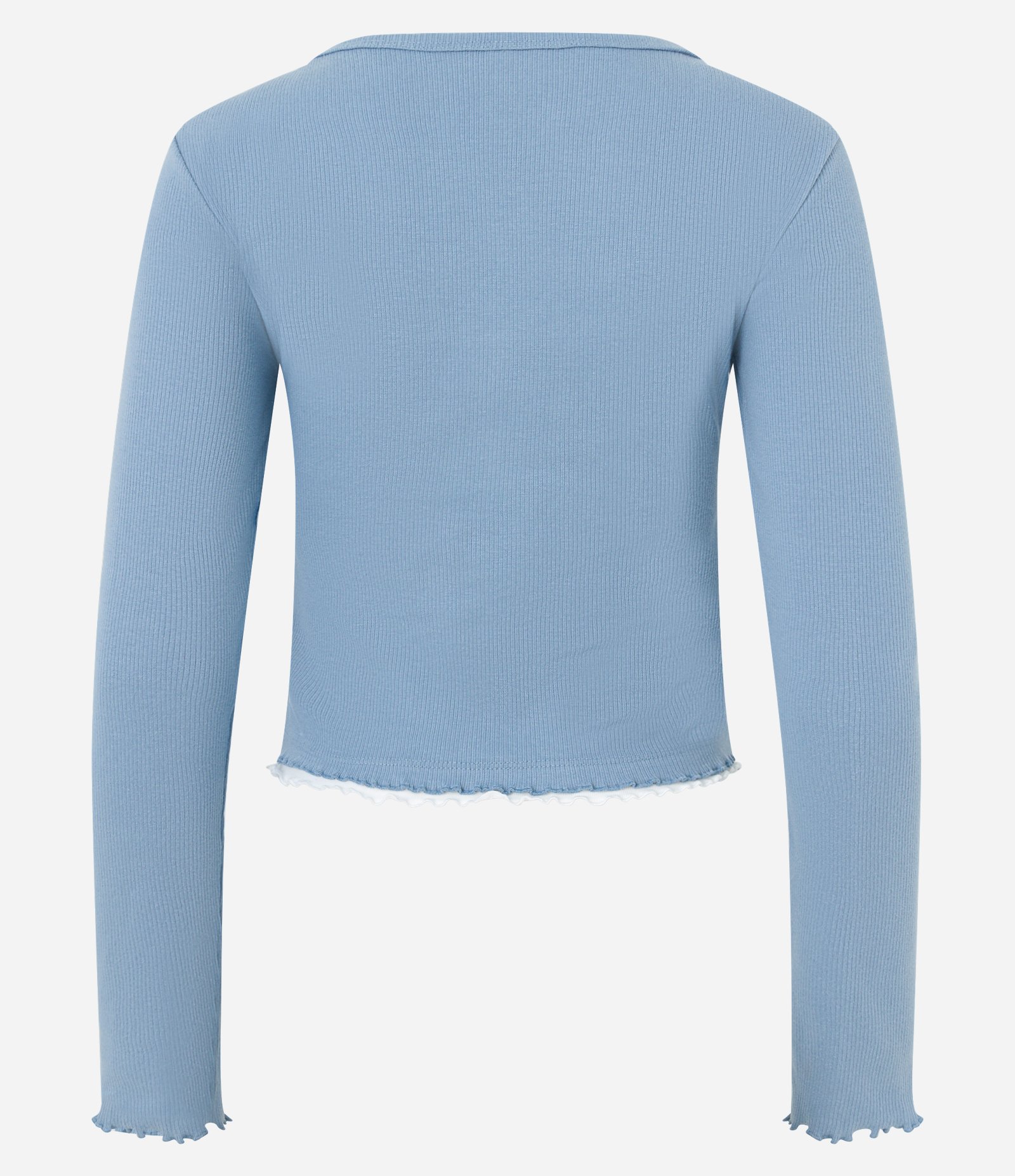 Blusa em Ribana com Botões e Blusinha por Baixo Azul 7