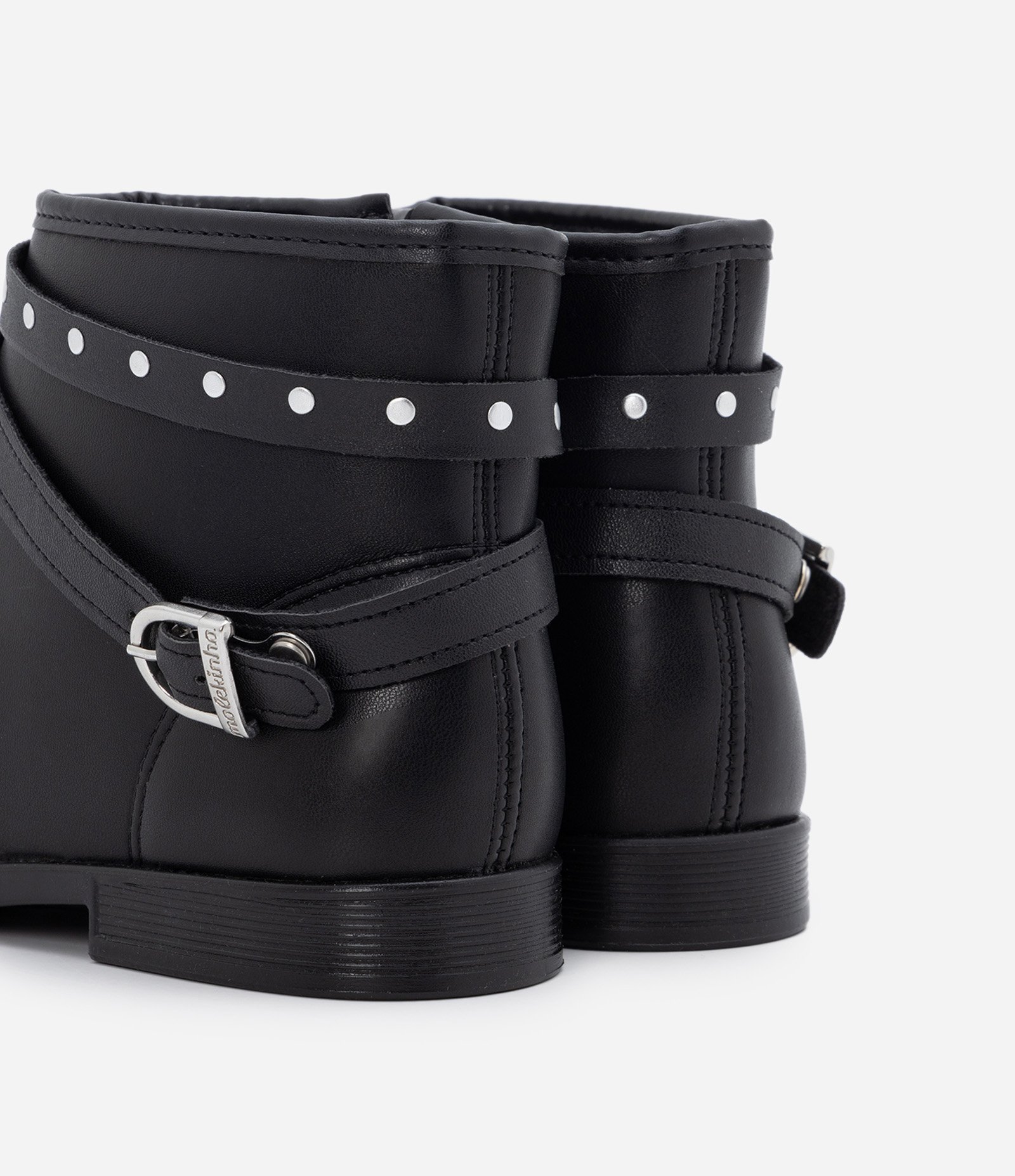 Bota Infantil em PU com Detalhe de Strass e Fivela - Tam 26 ao 36 Preto 2